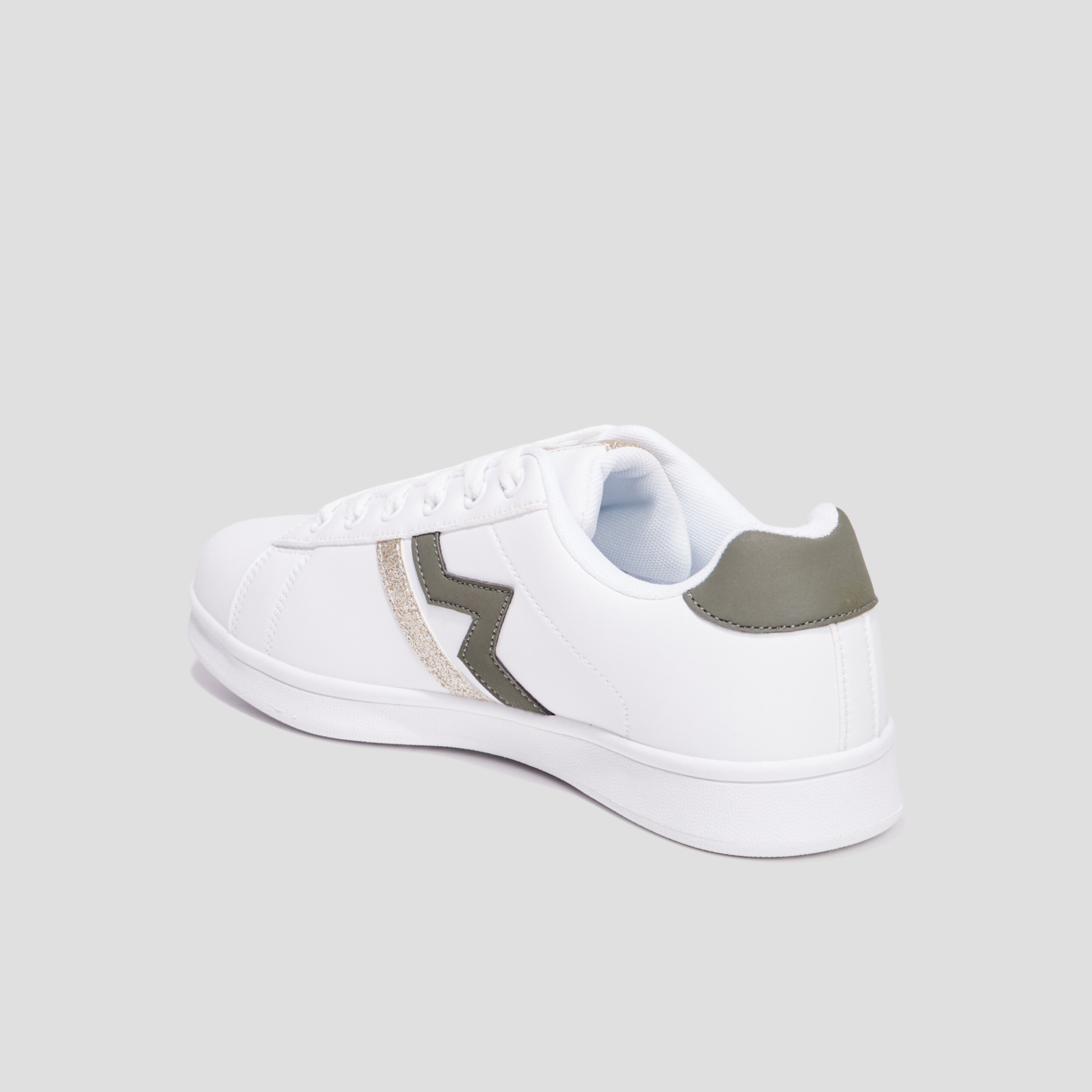 Tennis &agrave; lacets d&eacute;tails paillet&eacute;s Creeks vert kaki femme