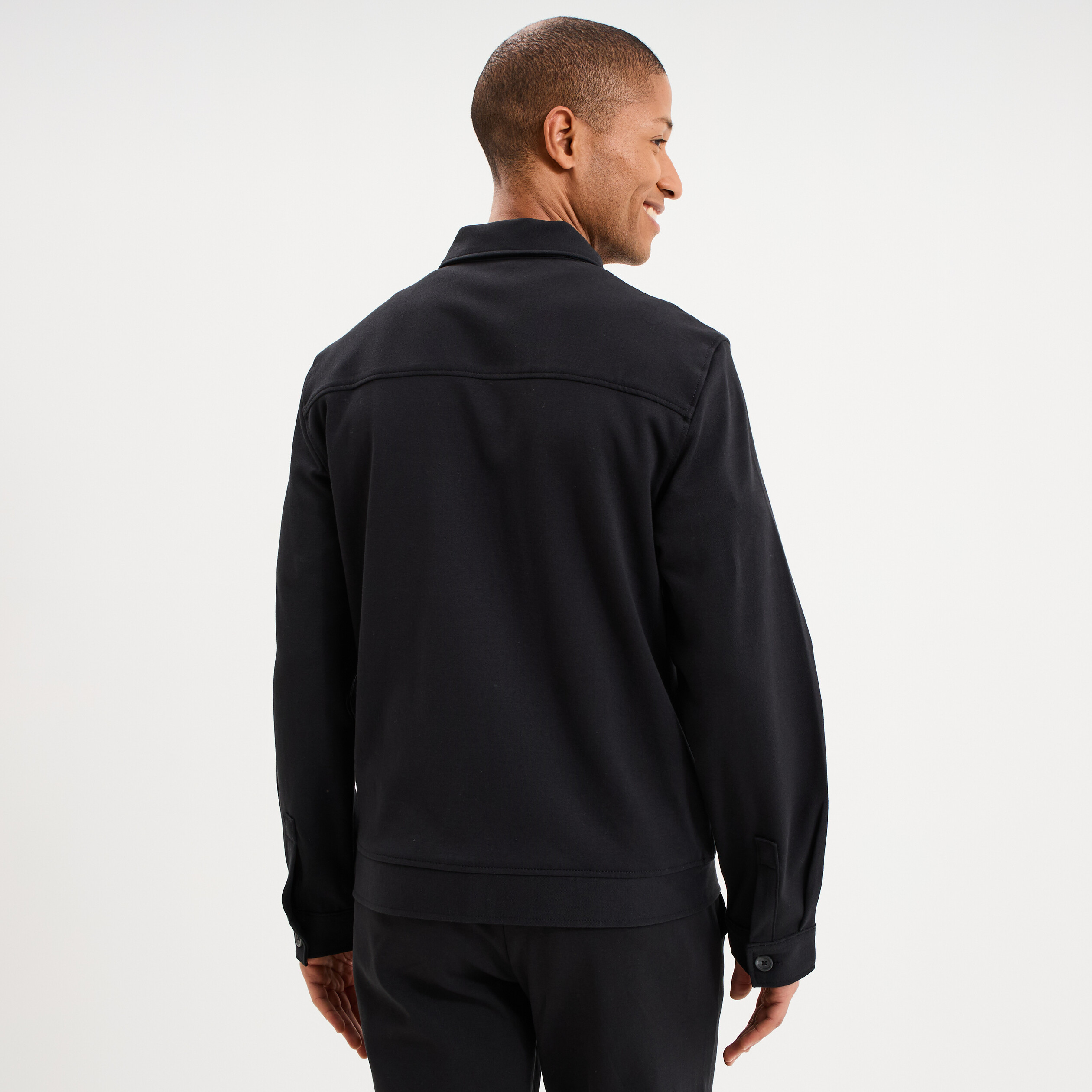 Surchemise zipp&eacute;e manches longues noir homme