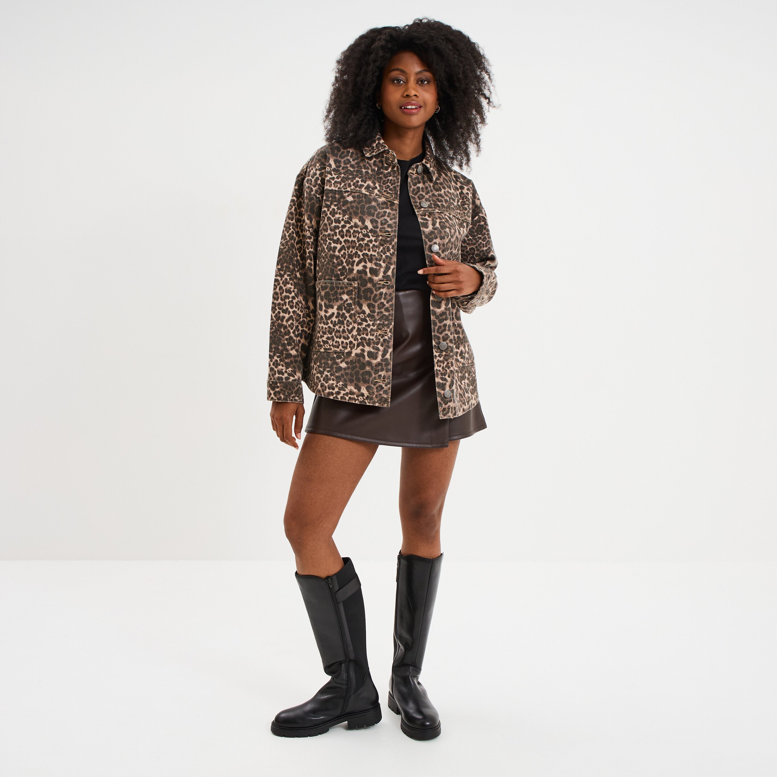 surchemise en jean coton marron femme Surchemise en jean coton marron femme