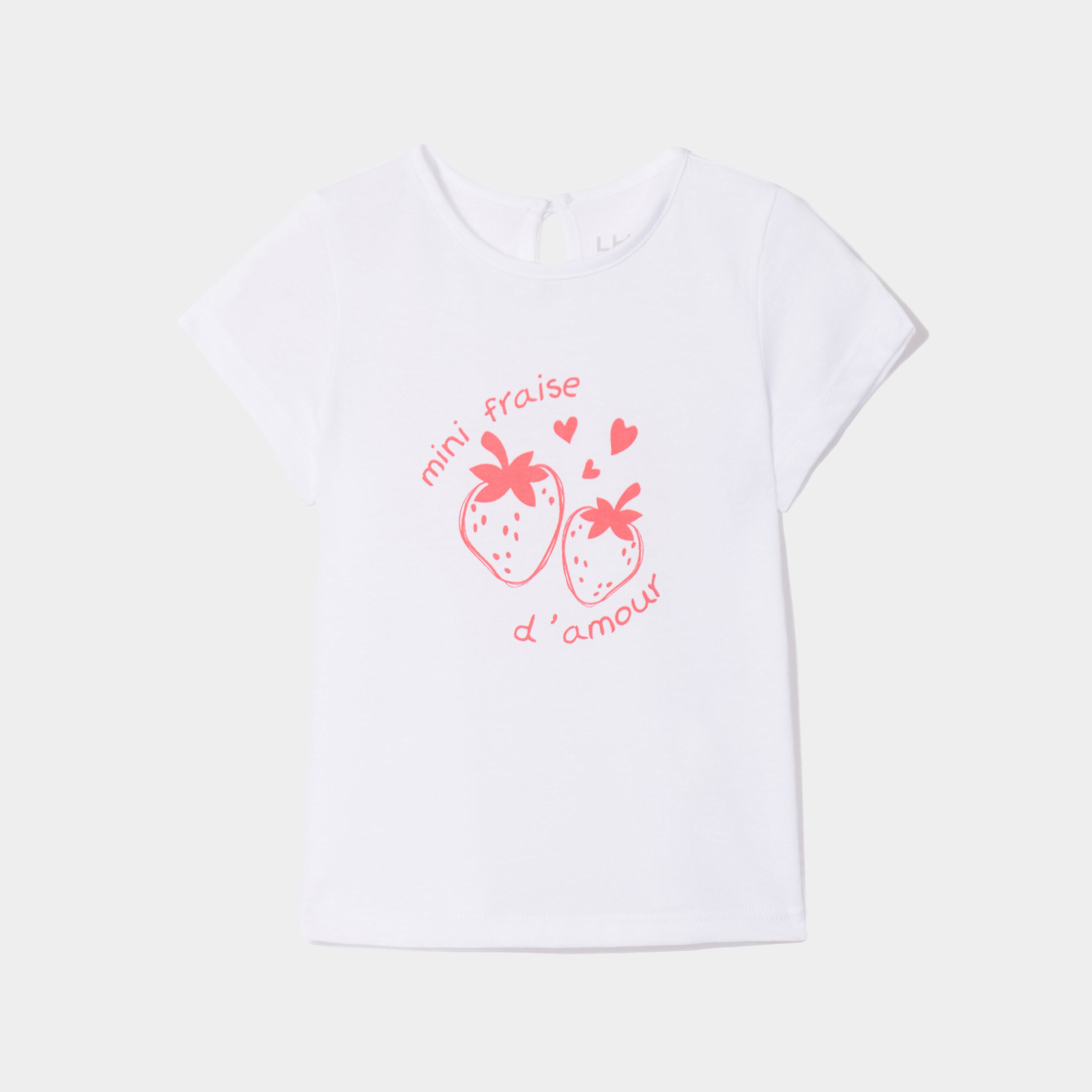 t shirt col rond manches courtes coton blanc bebef T-shirt col rond manches courtes coton blanc bébé fille