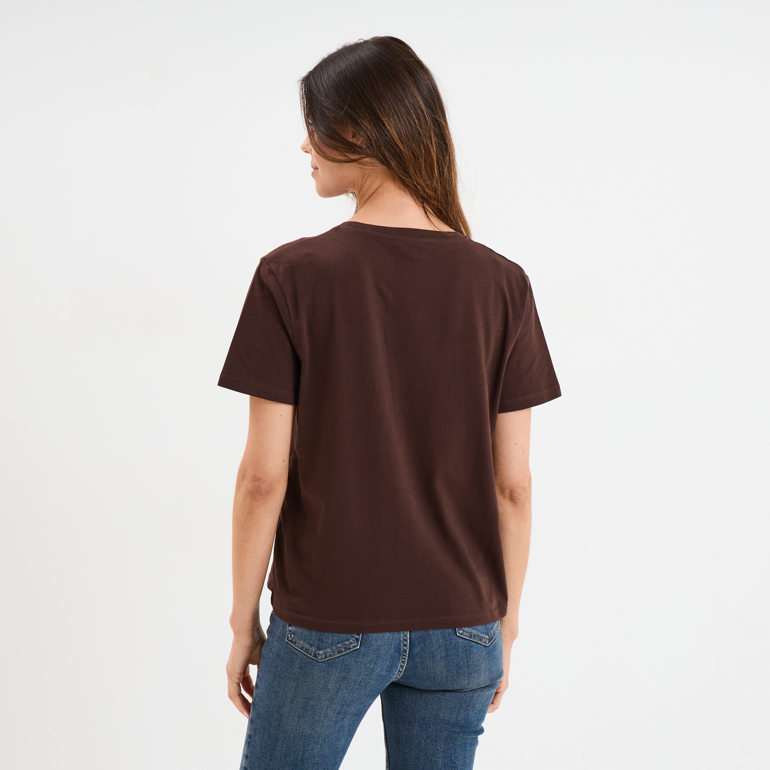 Lot De 5 T-shirts Femme Dos échancré - Manches Courtes, Coupe Confort - Couleurs Assorties (bleu Marine, Marron, Bleu Clair, Crème...) - Entretien Facile - 12