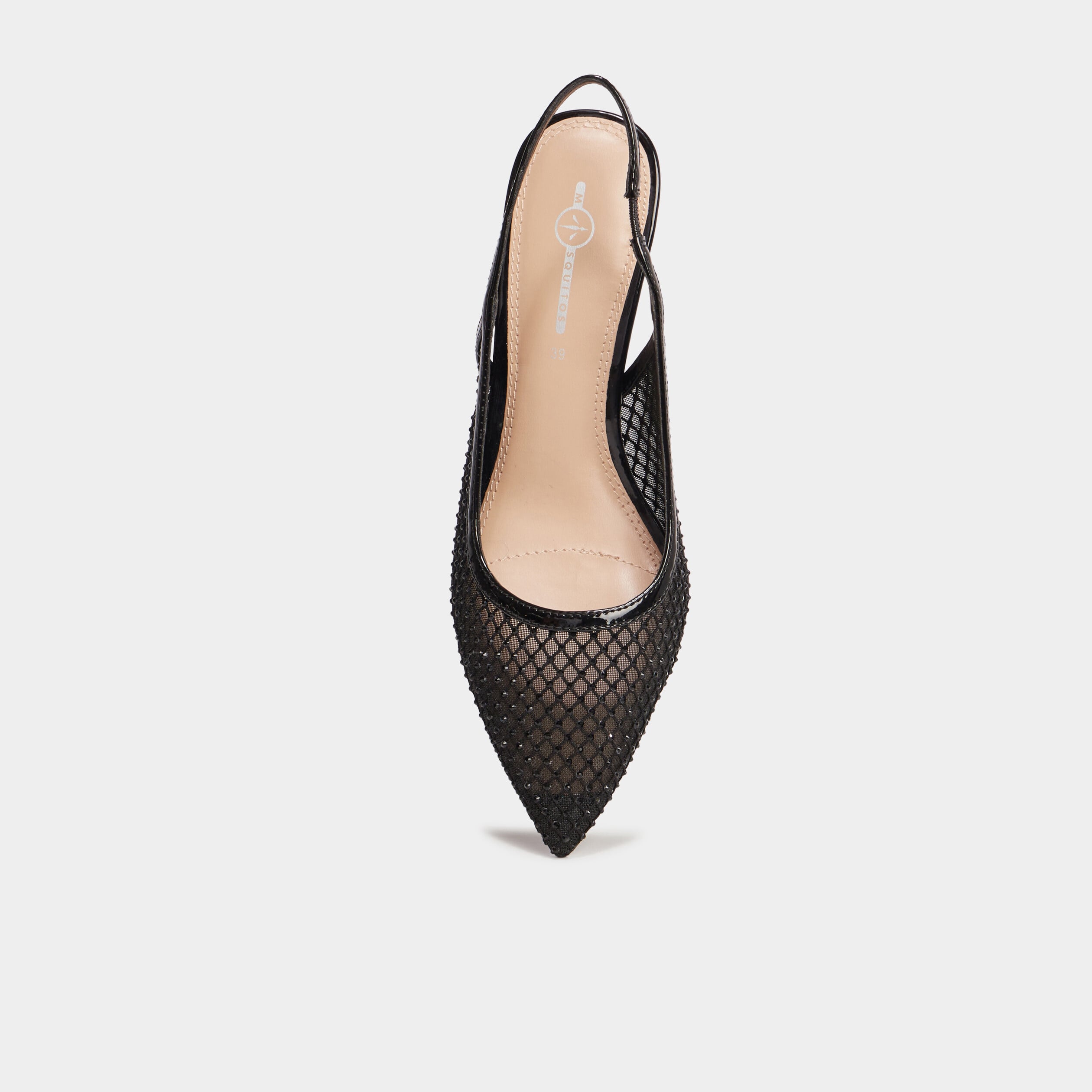 Escarpins &agrave; strass bout pointu Mosquitos noir femme