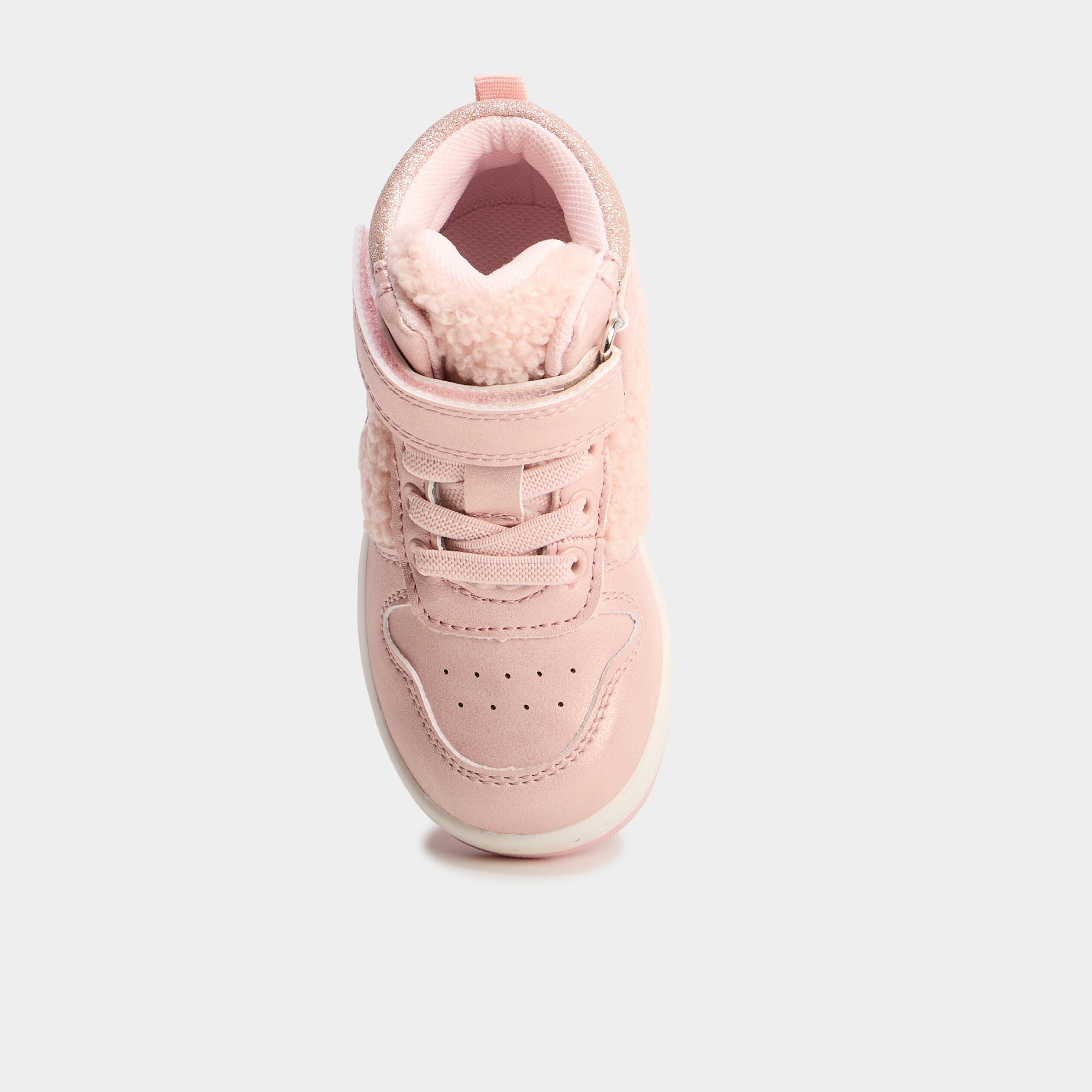 Baskets montantes &agrave; scratchs rose b&eacute;b&eacute; fille