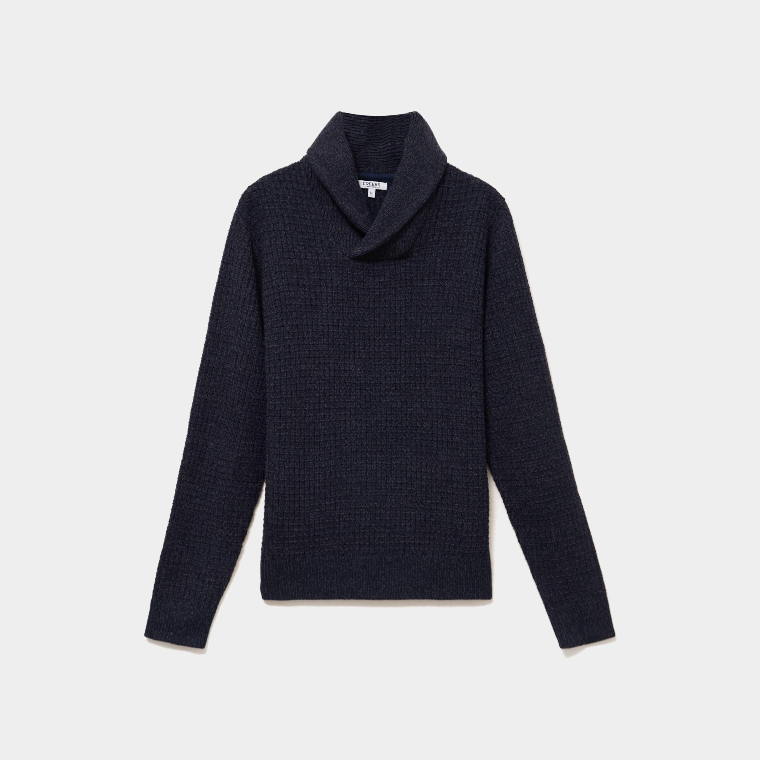 Pull col ch&acirc;le manches longues bleu marine homme