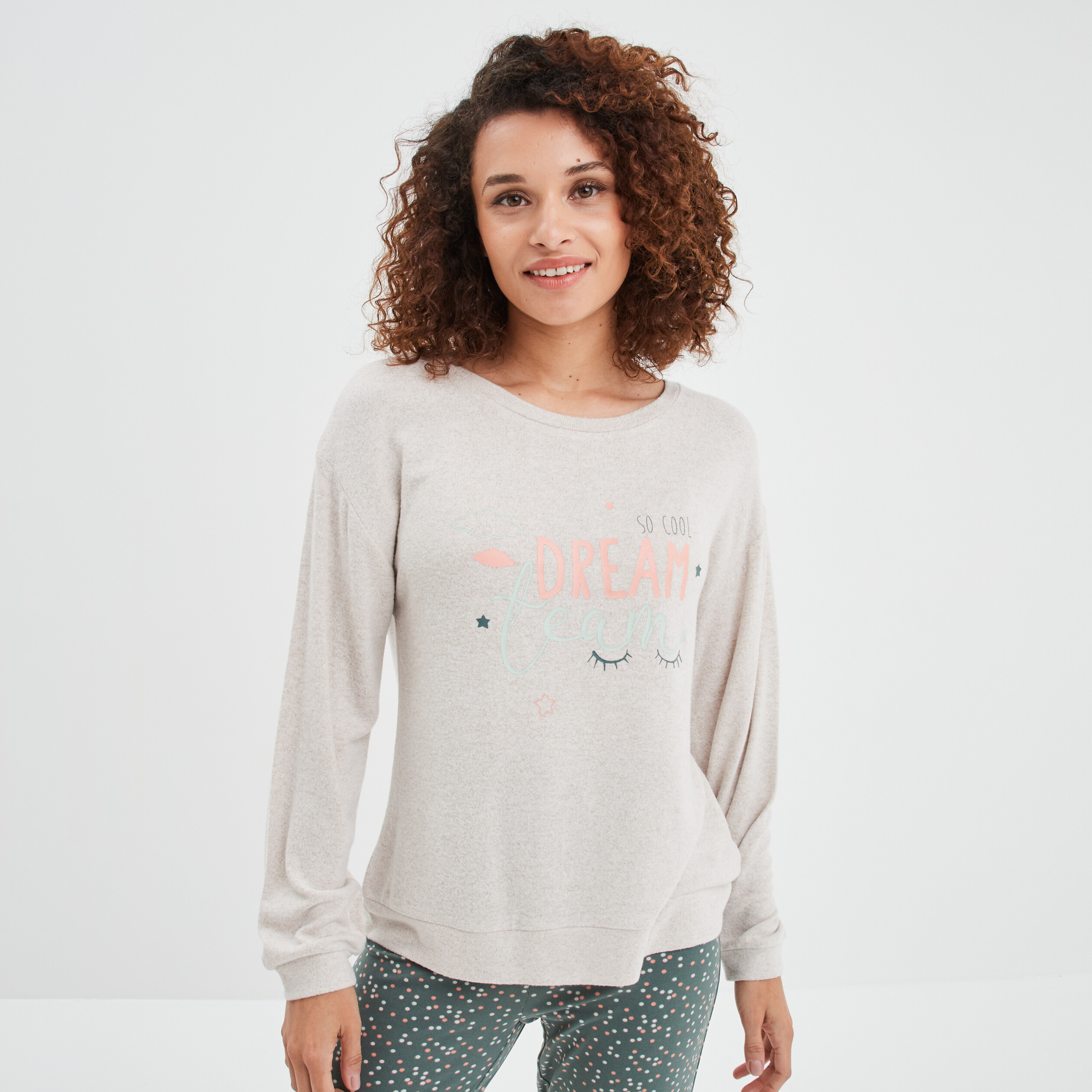 Ensemble pyjama 2 pièces beige femme