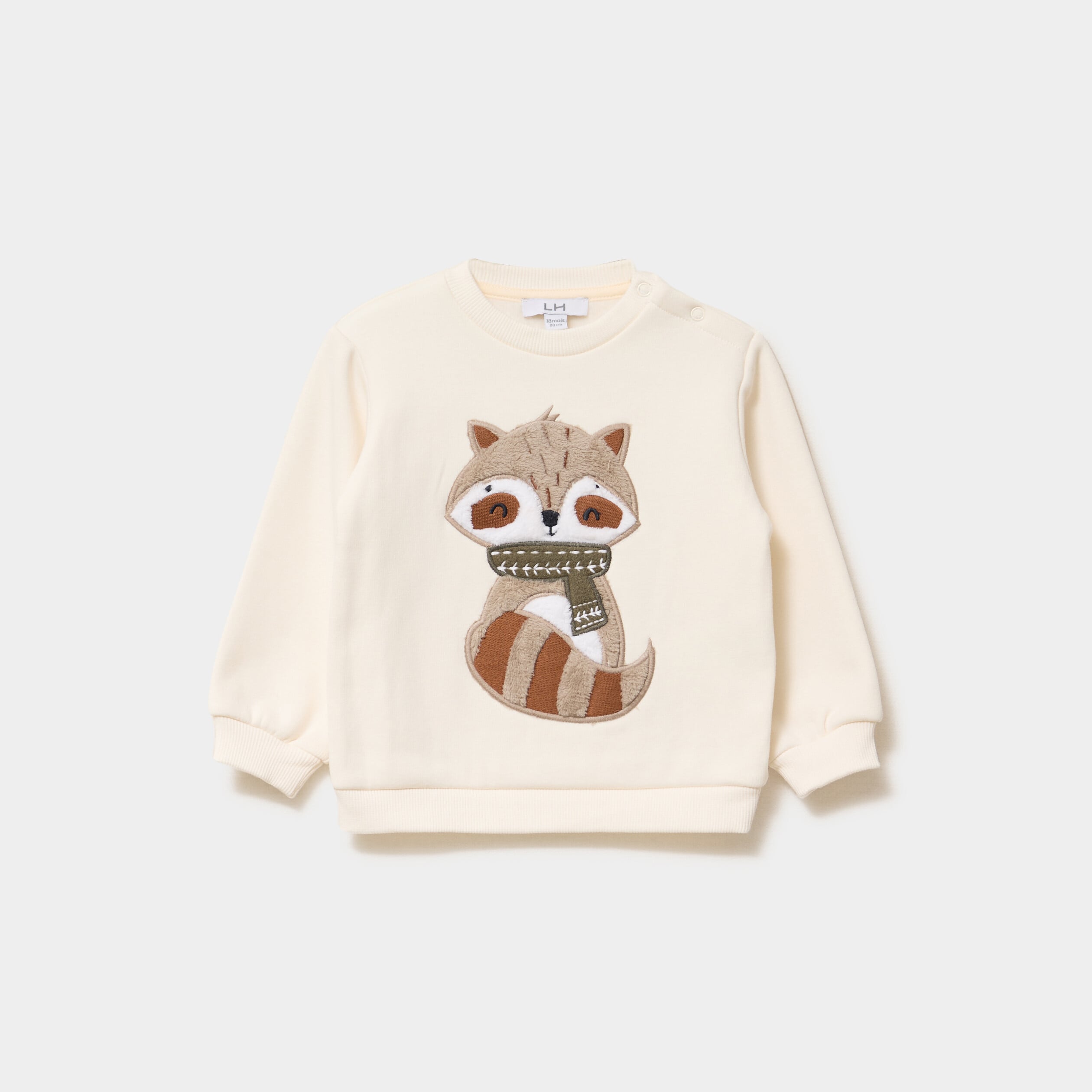 Sweat molletonn&eacute; manches longues ecru b&eacute;b&eacute; gar&ccedil;on