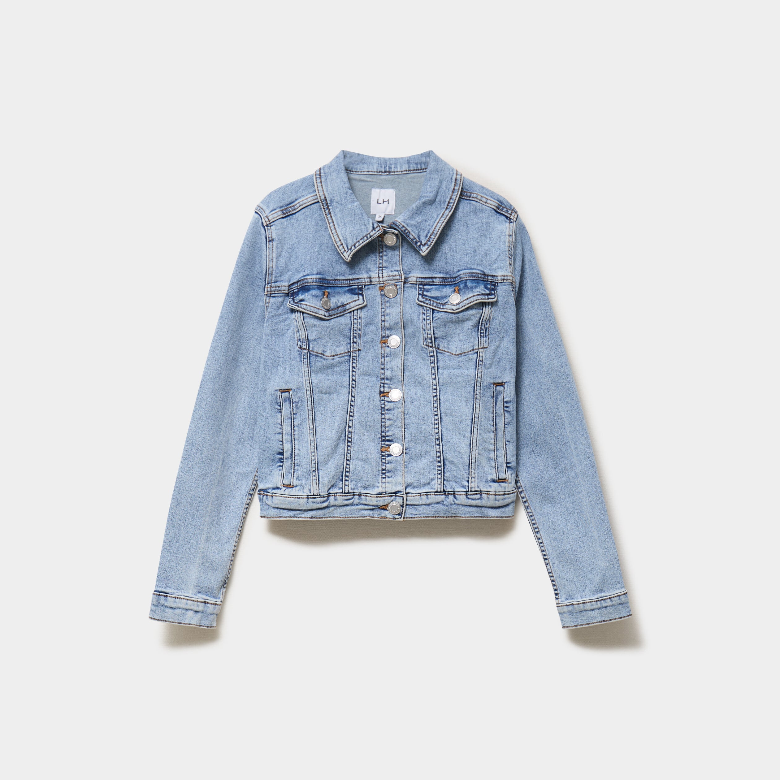Veste en jean ajust&eacute;e boutonn&eacute;e denim double stone femme