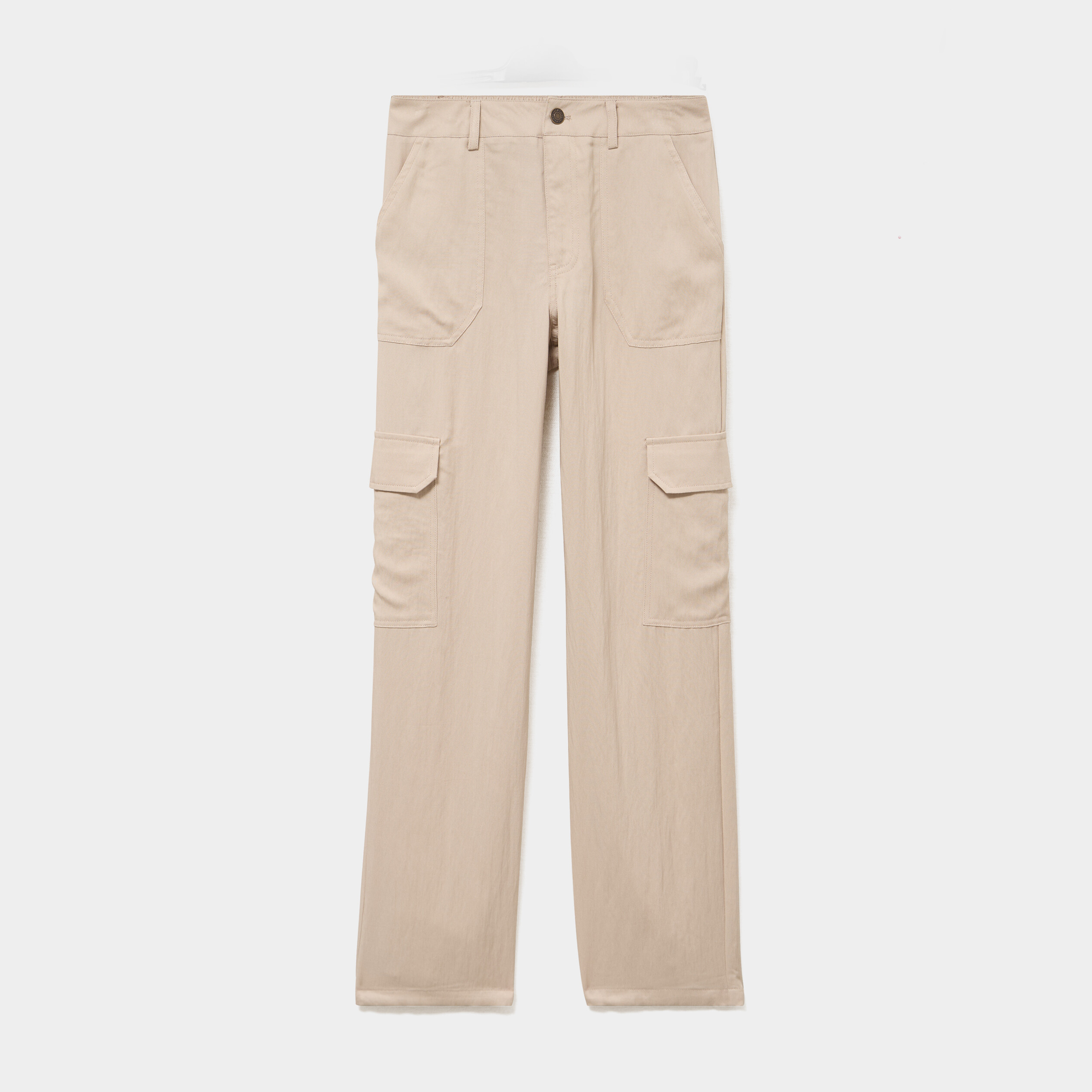 Pantalon cargo taille &eacute;lastiqu&eacute;e lyocell beige femme