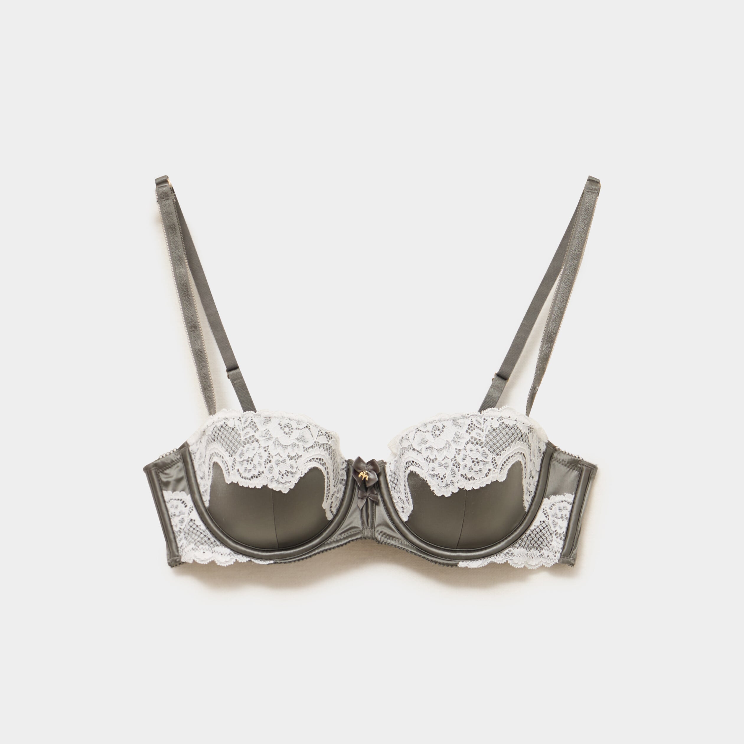 Soutien-gorge bandeau avec dentelle vert kaki femme