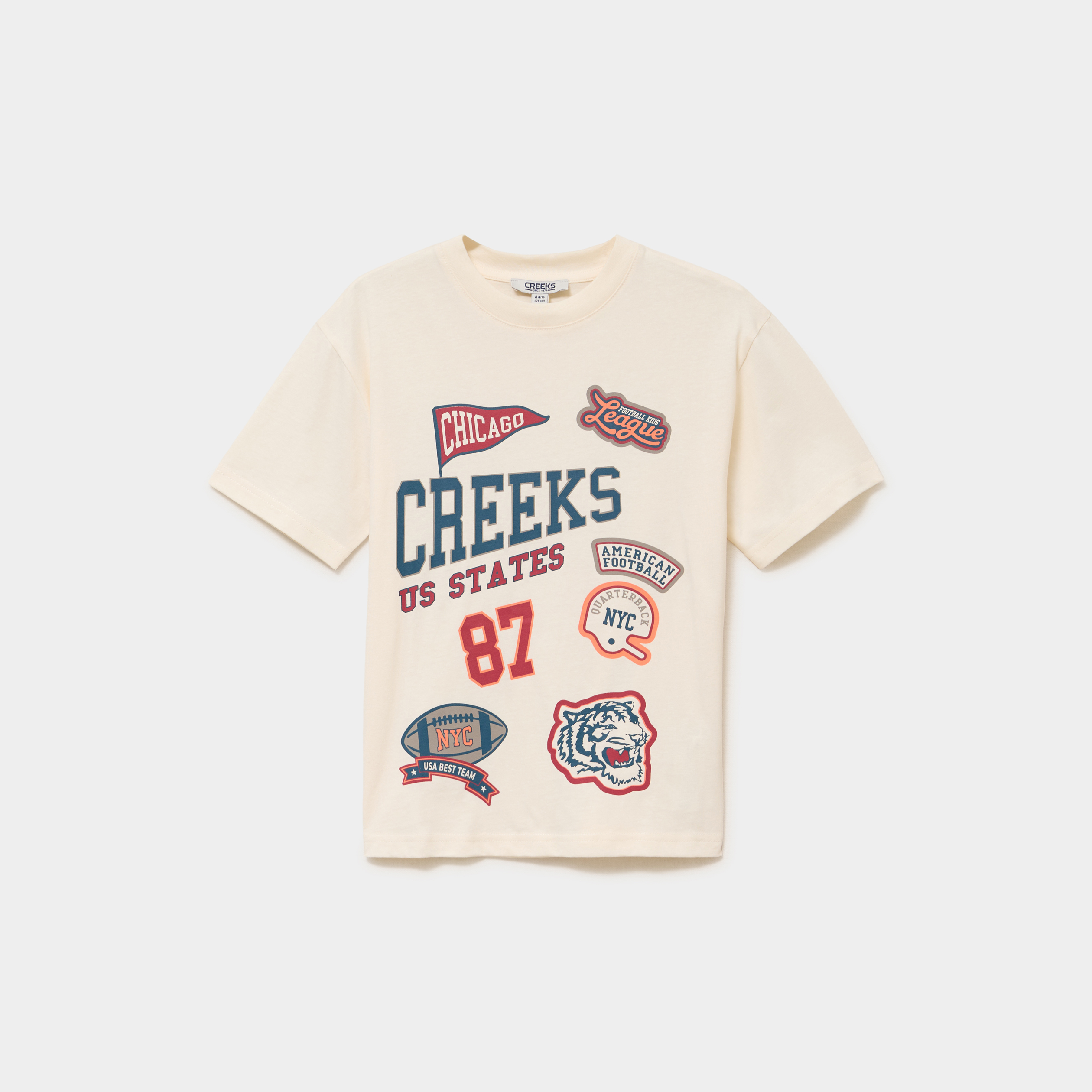 T-shirt manches courtes coton ecru gar&ccedil;on