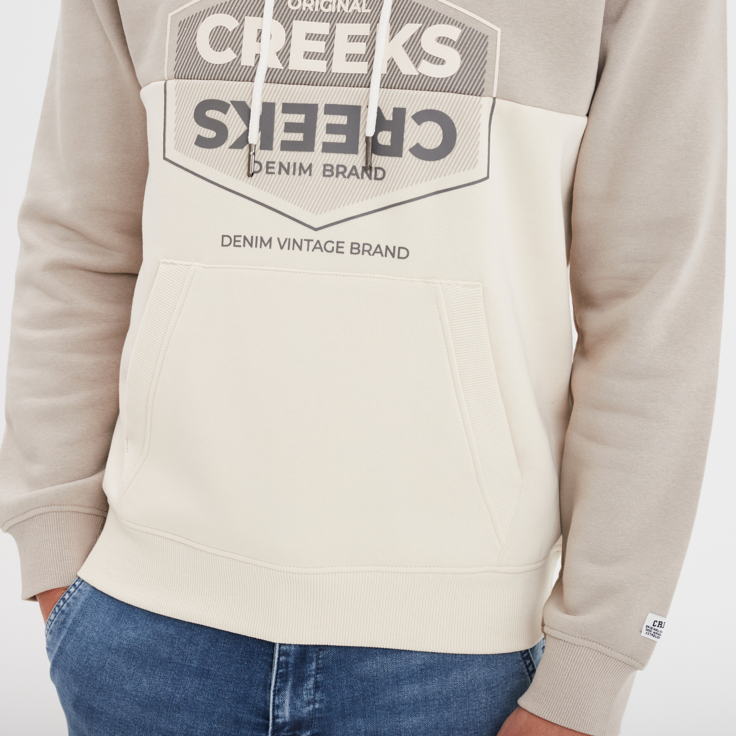 Sweat molleton &agrave; capuche hoodie gris clair homme