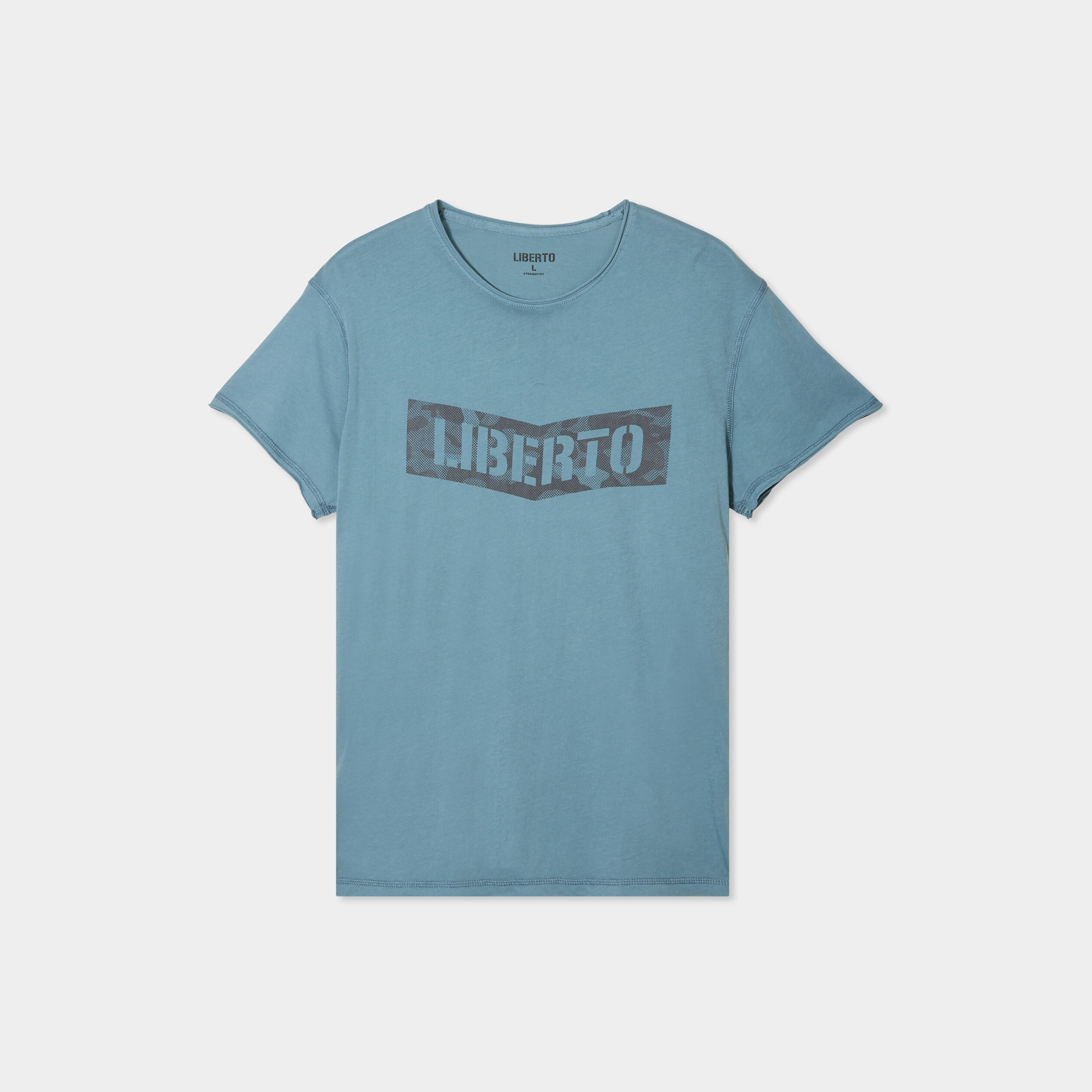 T-shirt manches courtes coton d&eacute;lav&eacute; bleu gris homme