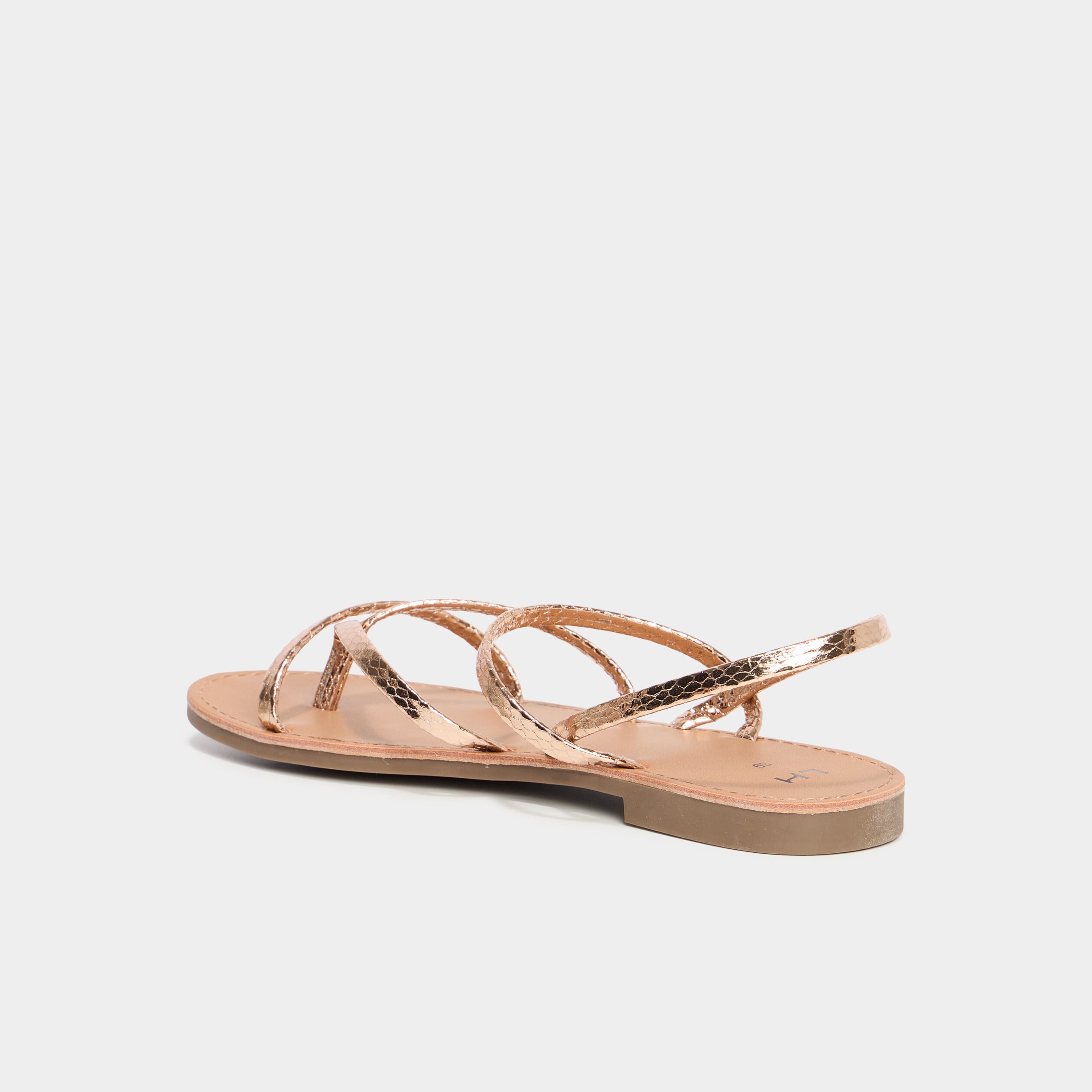 Sandales plates rose champagne femme