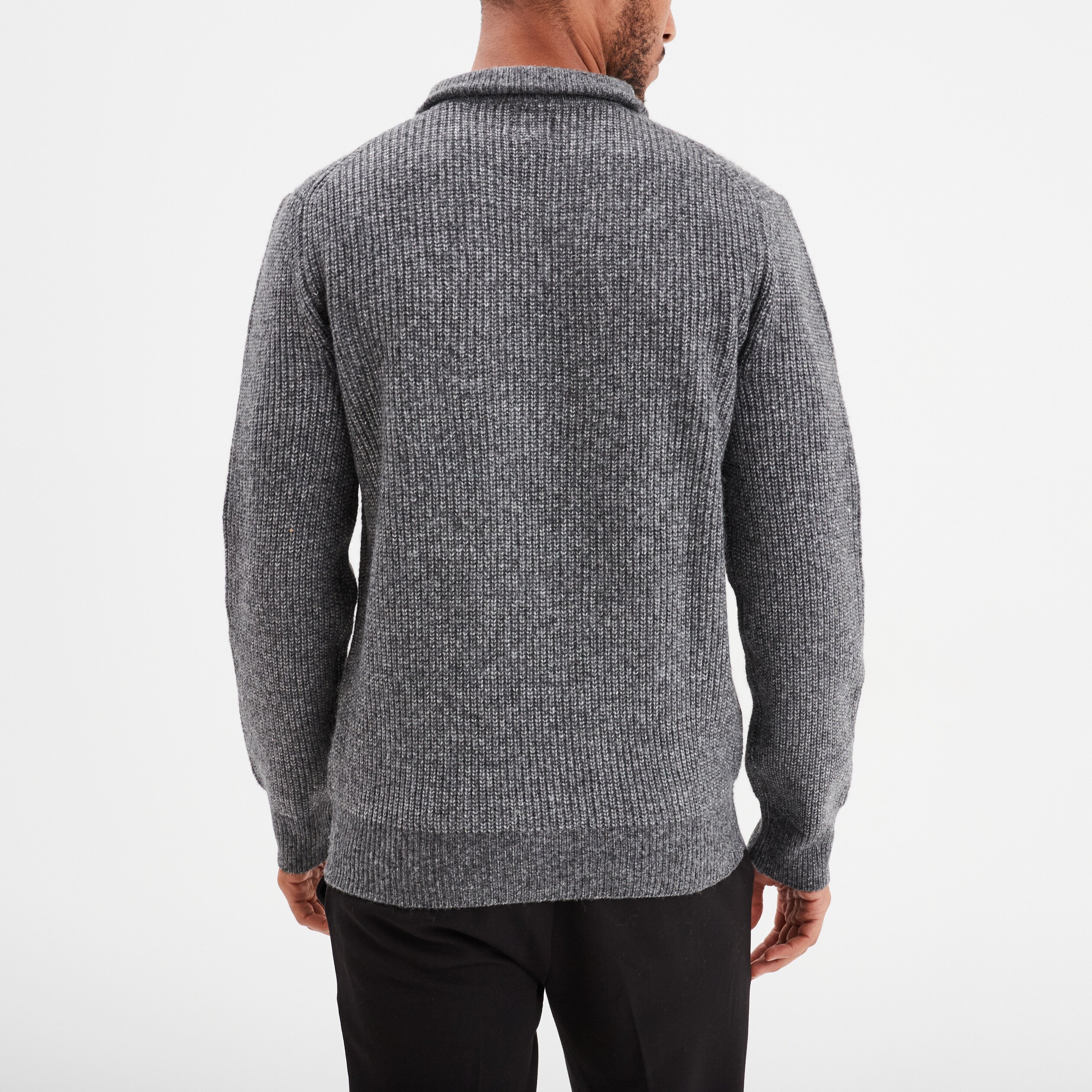 gilet col camionneur zippe cotele gris fonce homme Gilet col camionneur zippé côtelé gris foncé homme