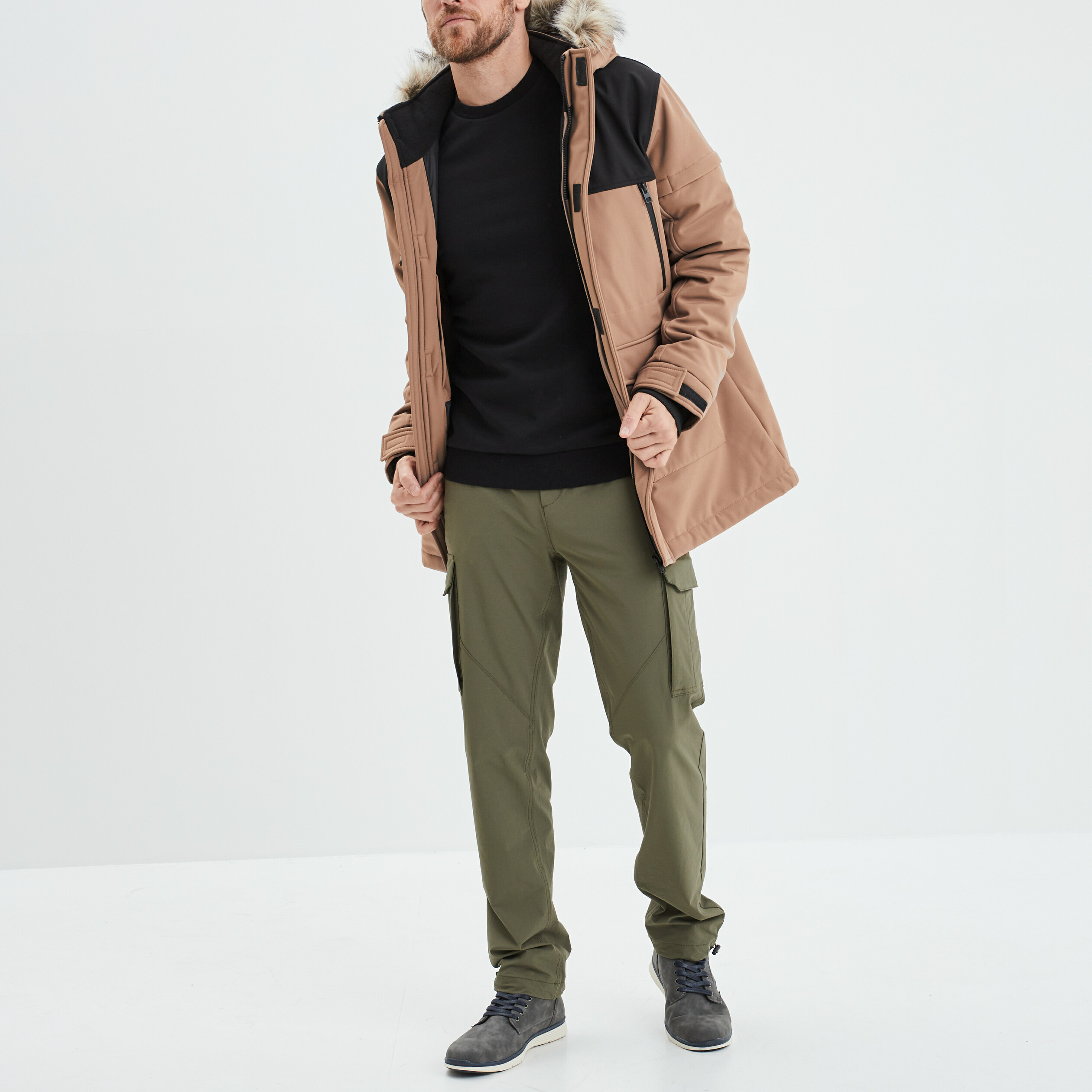 Sweat molleton col rond noir homme