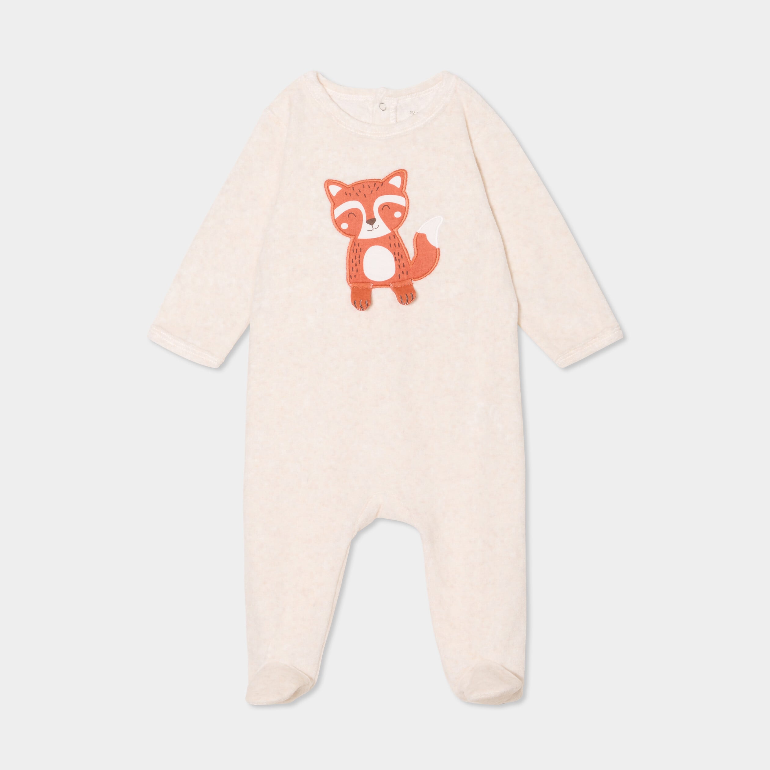 Dors-bien velours manches longues beige b&eacute;b&eacute;