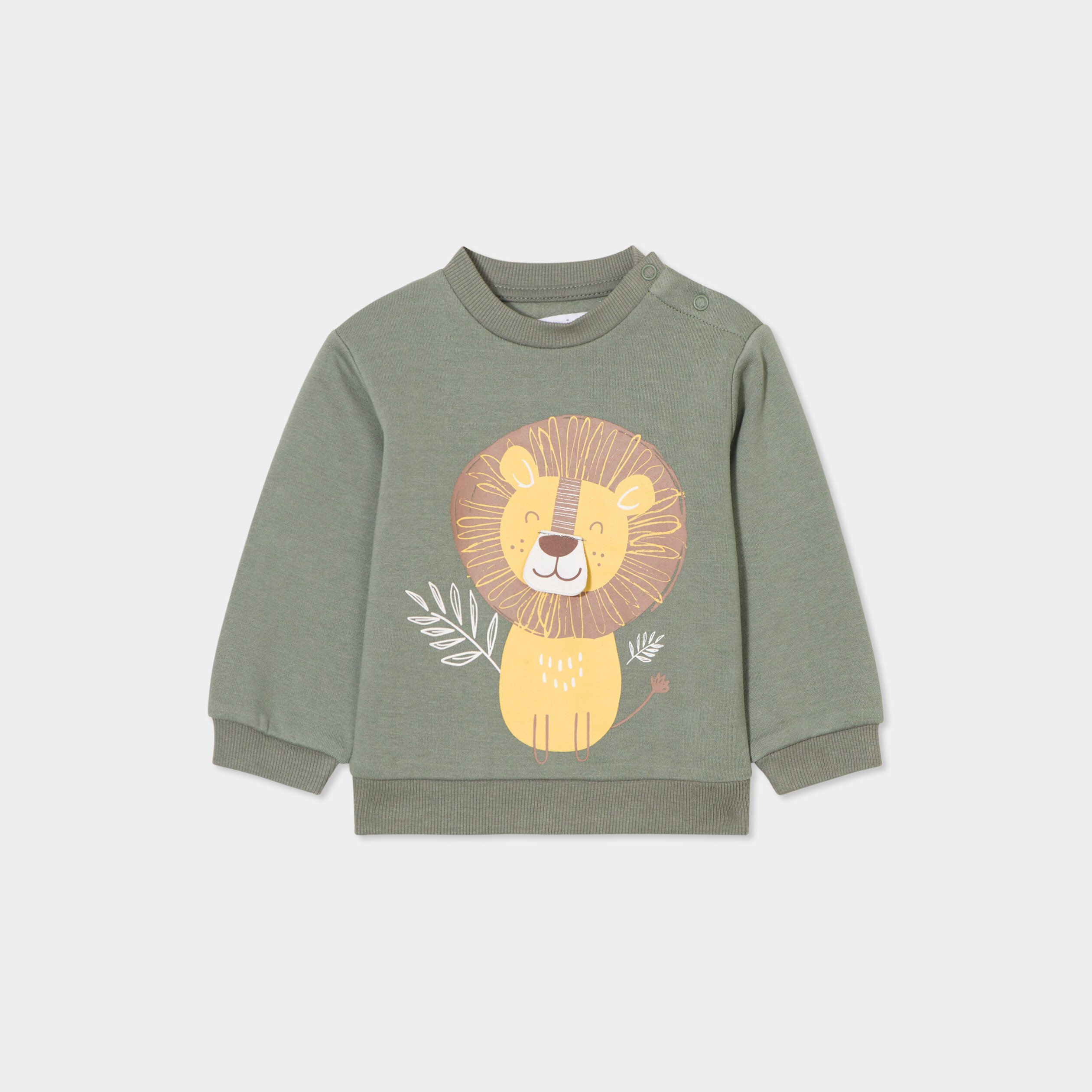 sweat manches longues col rond vert kaki bebeg Sweat manches longues col rond vert kaki bébé garçon