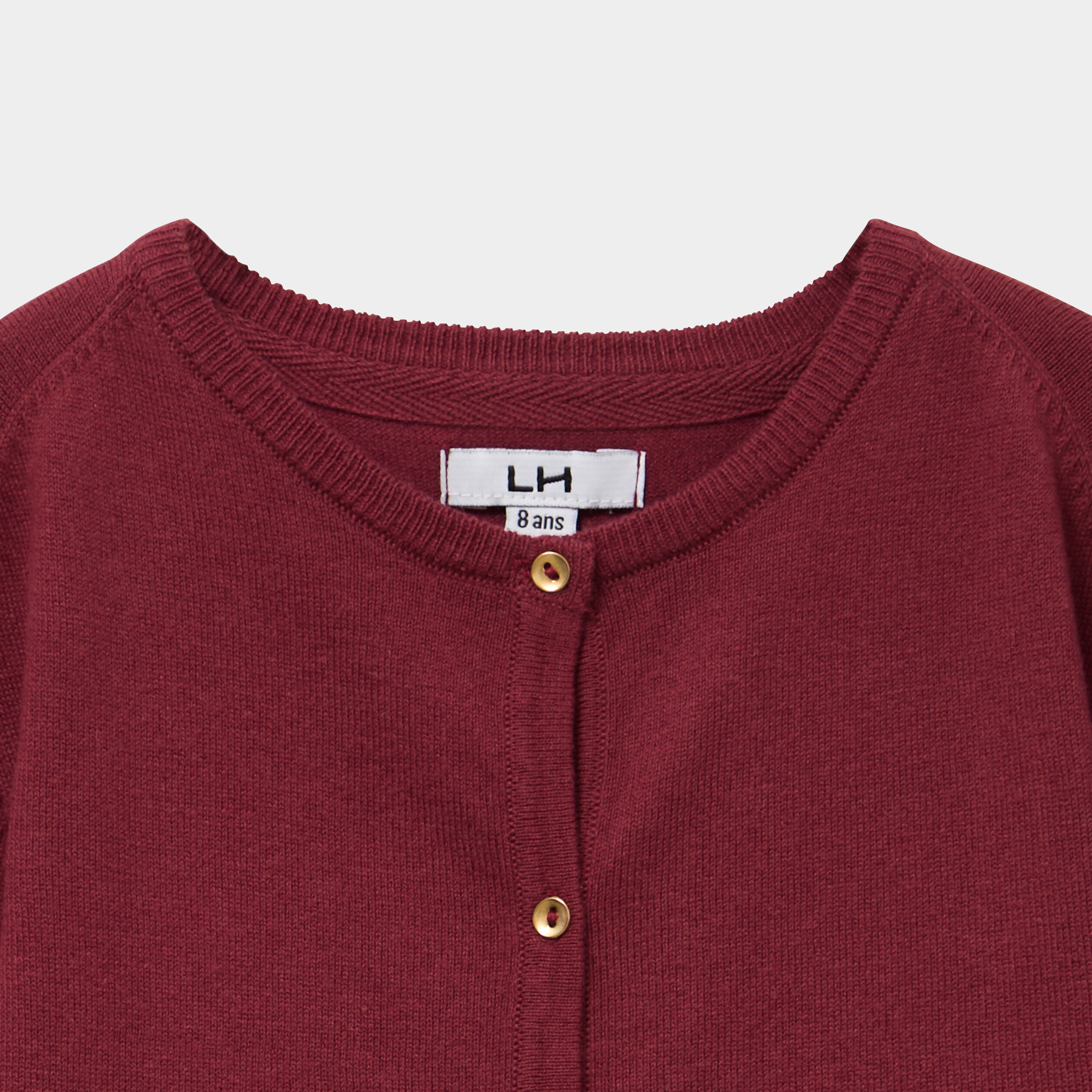 Gilet boutonn&eacute; coton m&eacute;lang&eacute; bordeaux fille
