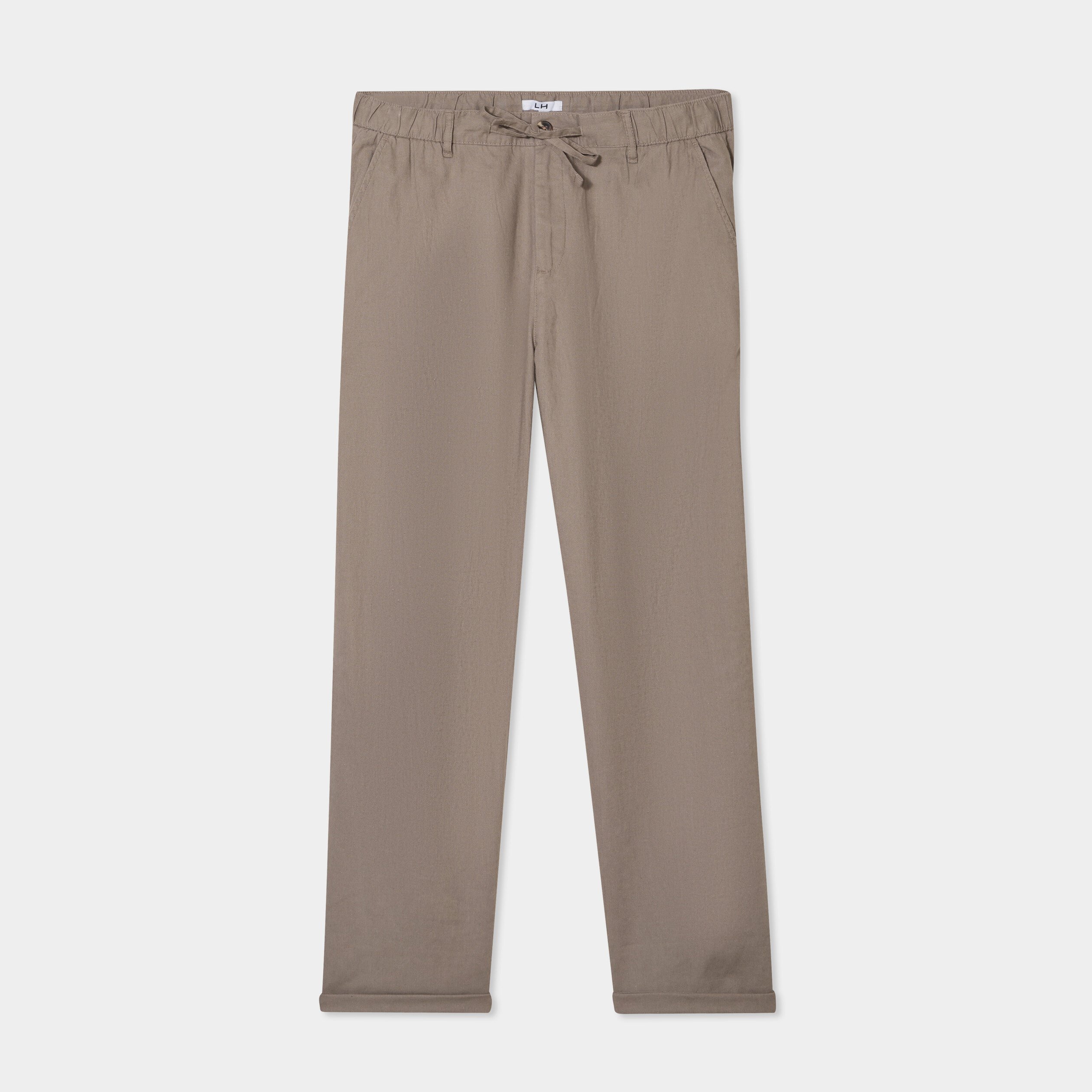 pantalon chino melange lin coton gris homme Pantalon chino mélange lin coton gris homme