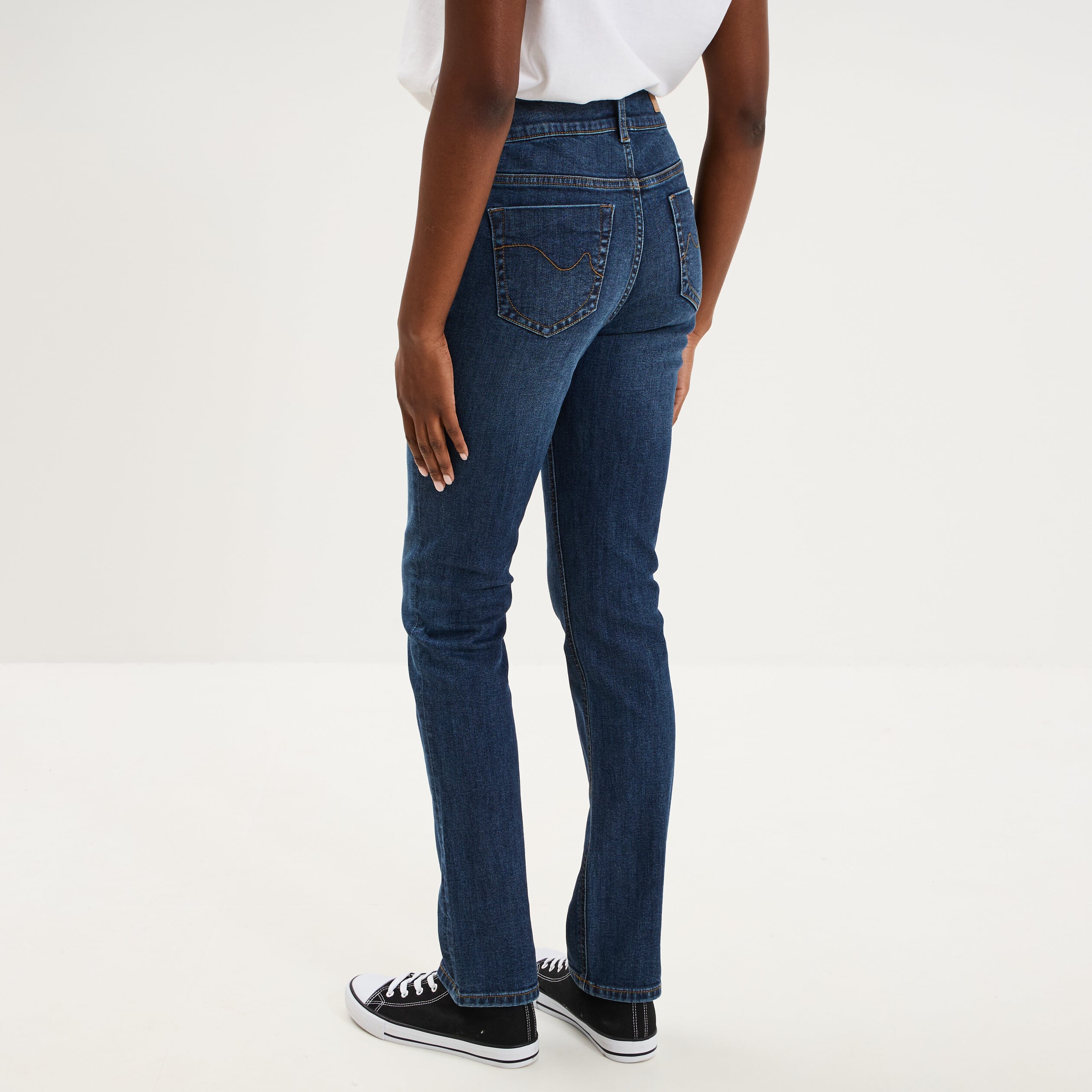 Jean denim droit en coton denim brut femme