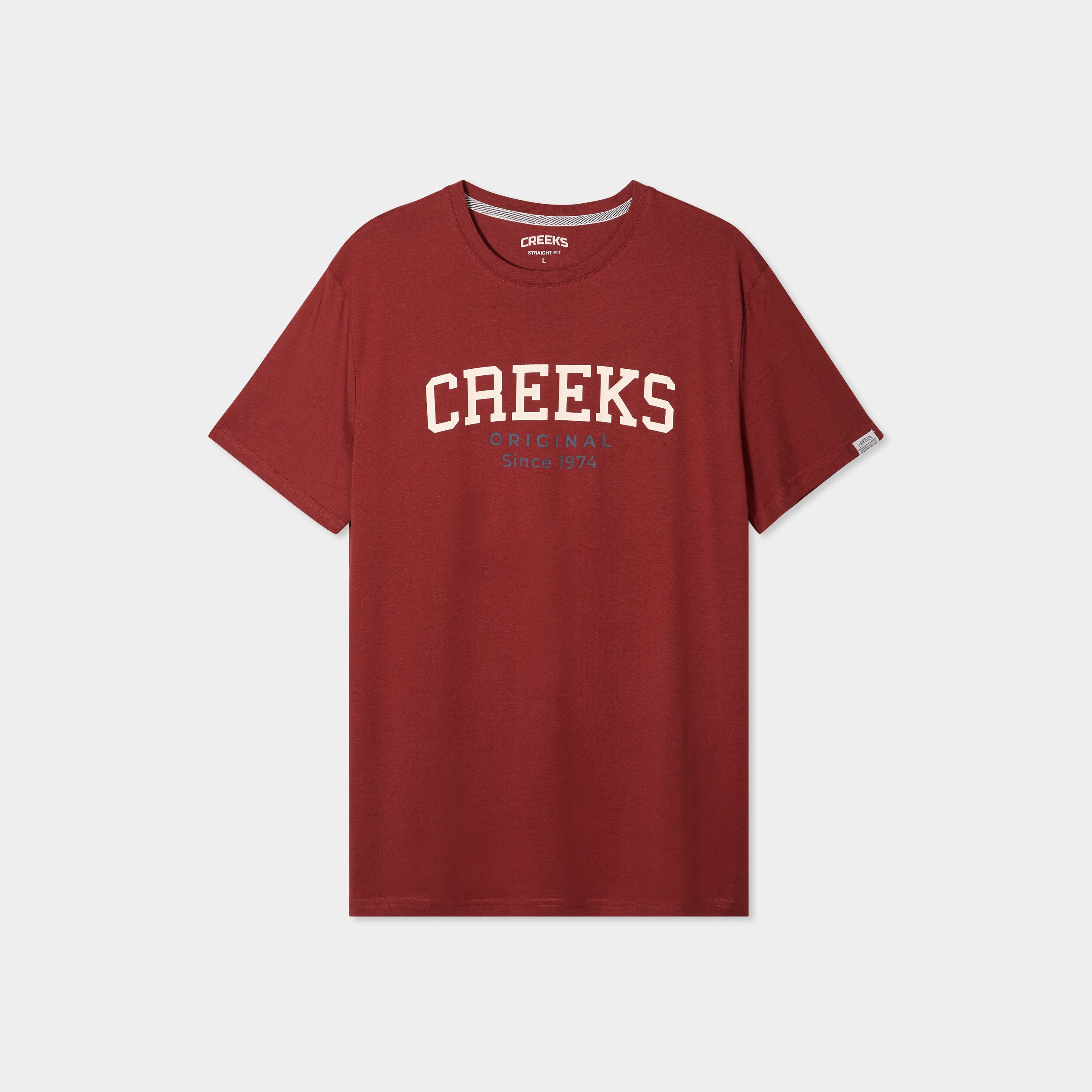 t shirt droit manches courtes coton rouge fonce homme T-shirt droit manches courtes coton rouge foncé homme