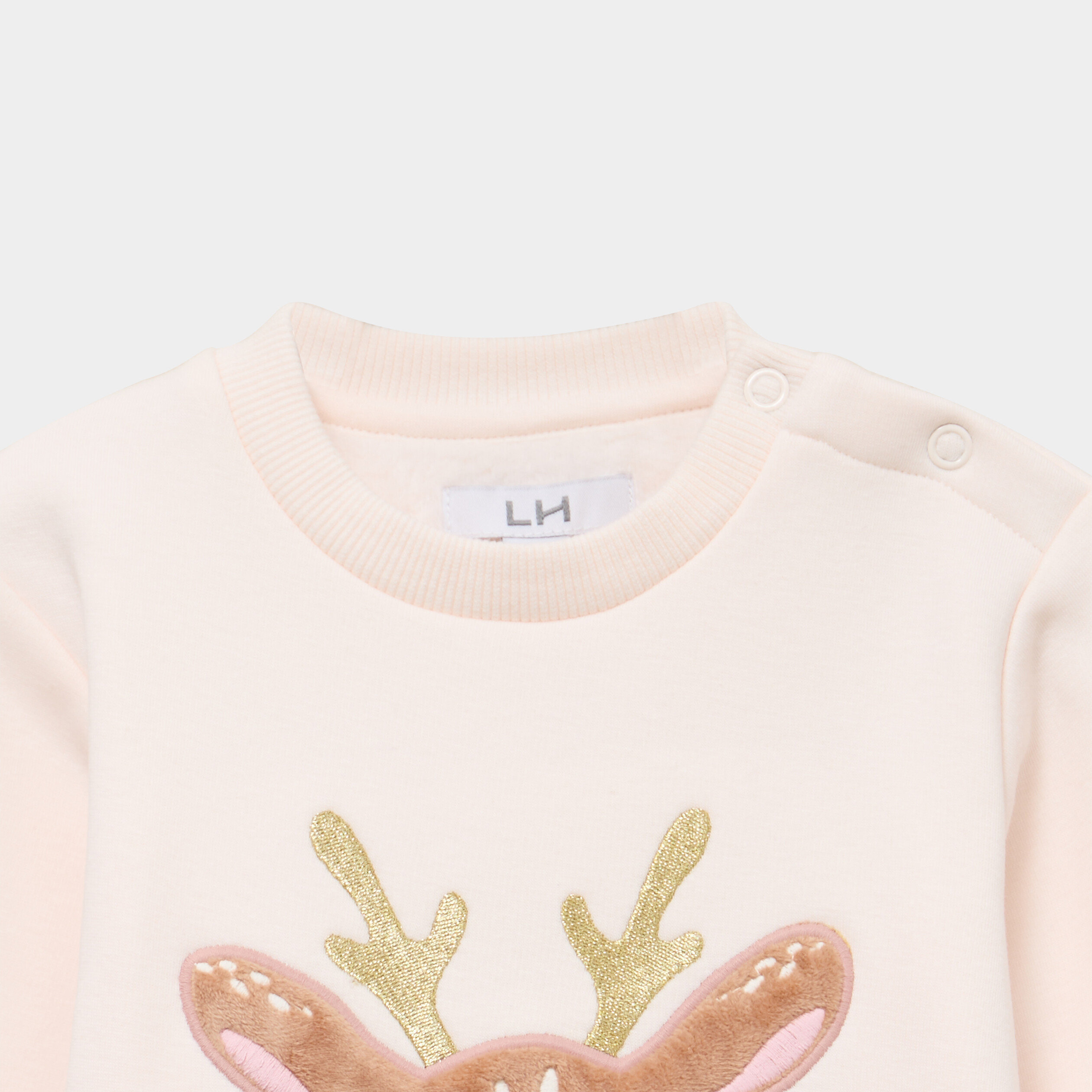 Sweat molletonn&eacute; boutons &eacute;paule creme b&eacute;b&eacute; fille