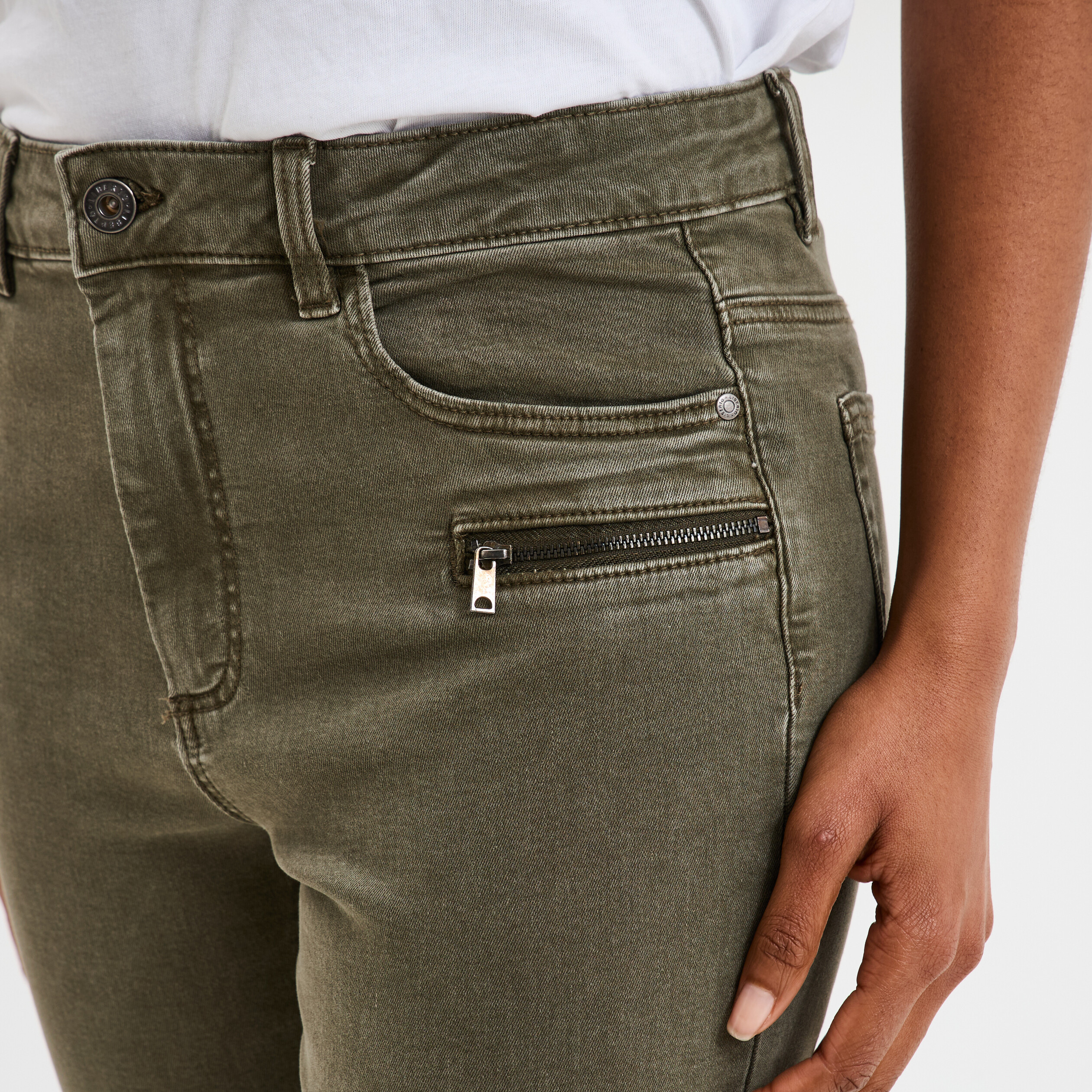 jeans skinny 78eme coton liberto vert kaki femme Jeans skinny 7/8ème coton Liberto vert kaki femme