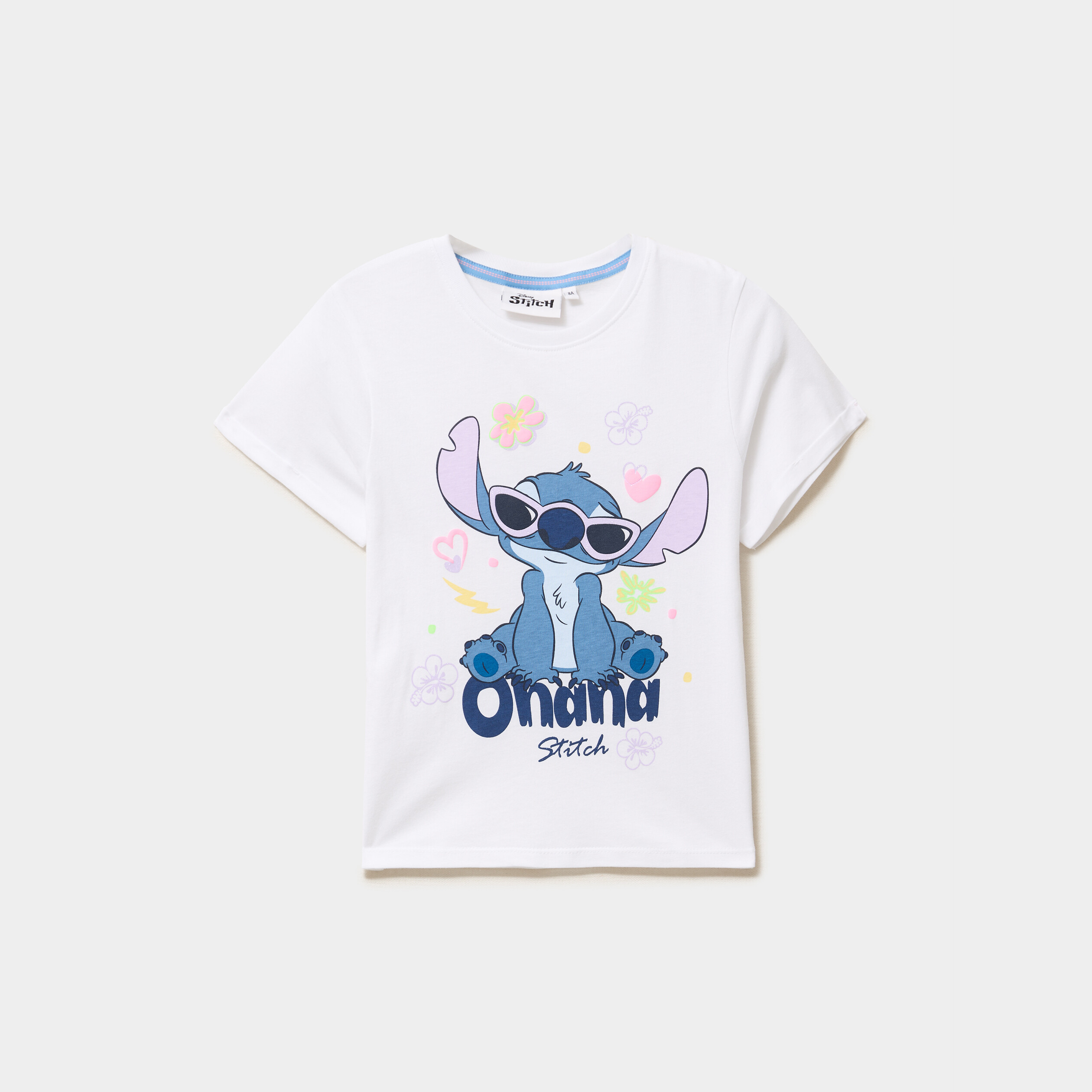 T-shirt en coton manches courtes Stitch blanc fille