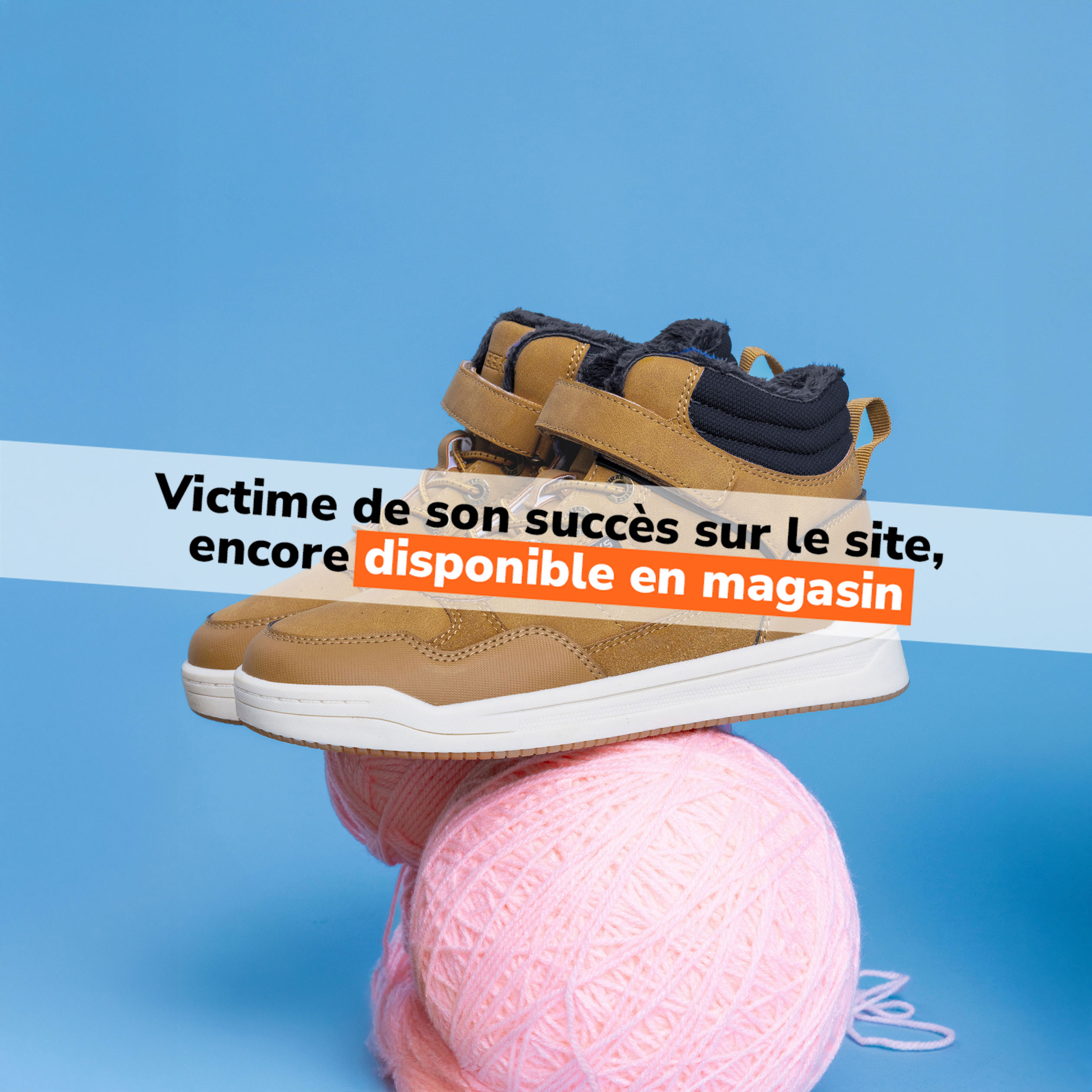 Baskets montantes avec scratchs camel gar&ccedil;on