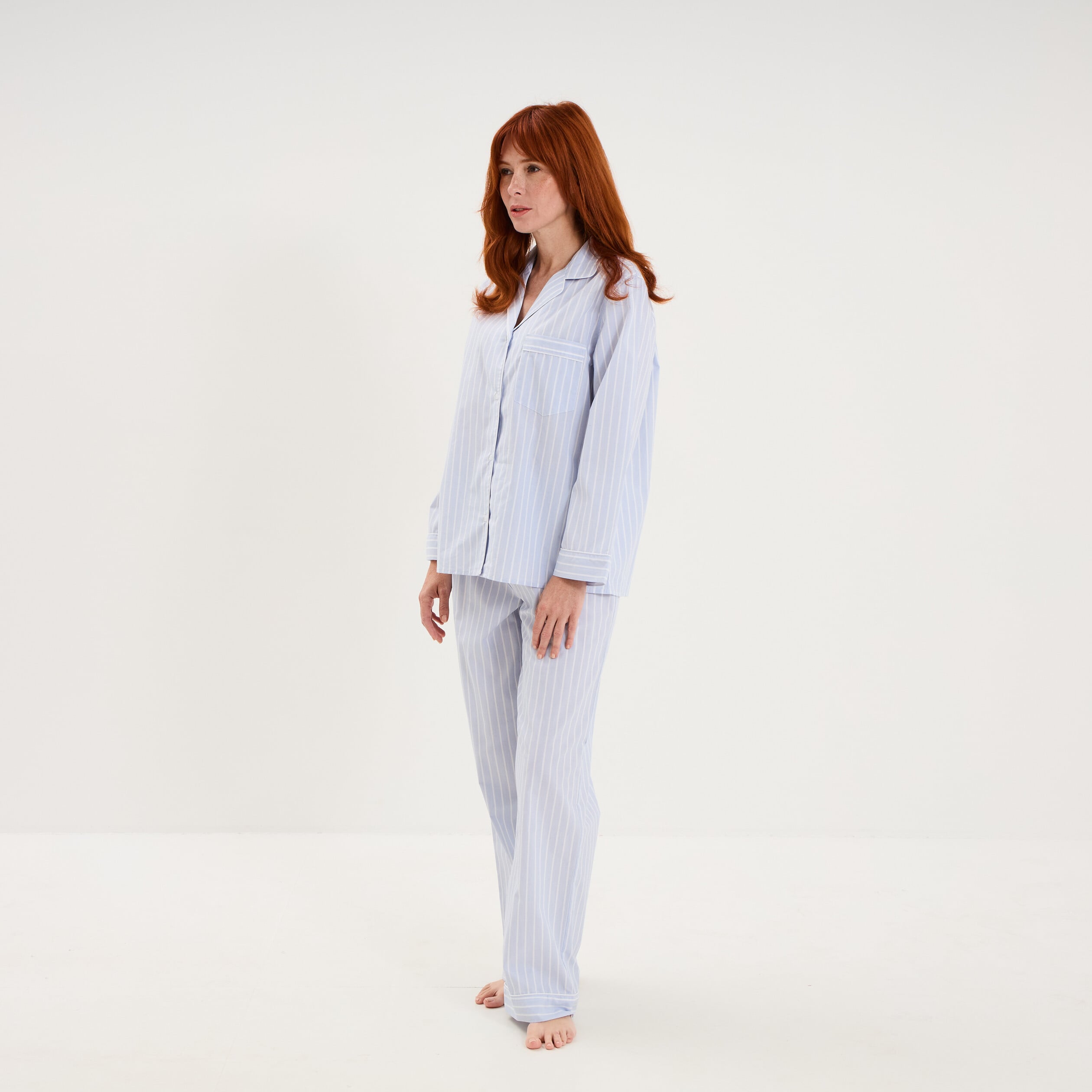 Ensemble pyjama chemise manches longues ecru femme