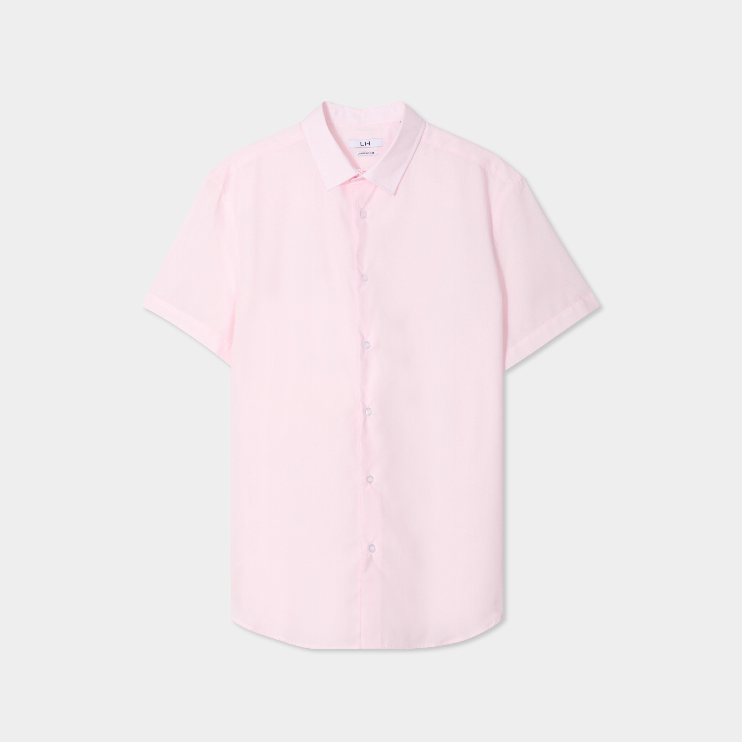 chemise droite manches courtes rose clair homme Chemise droite manches courtes rose clair homme