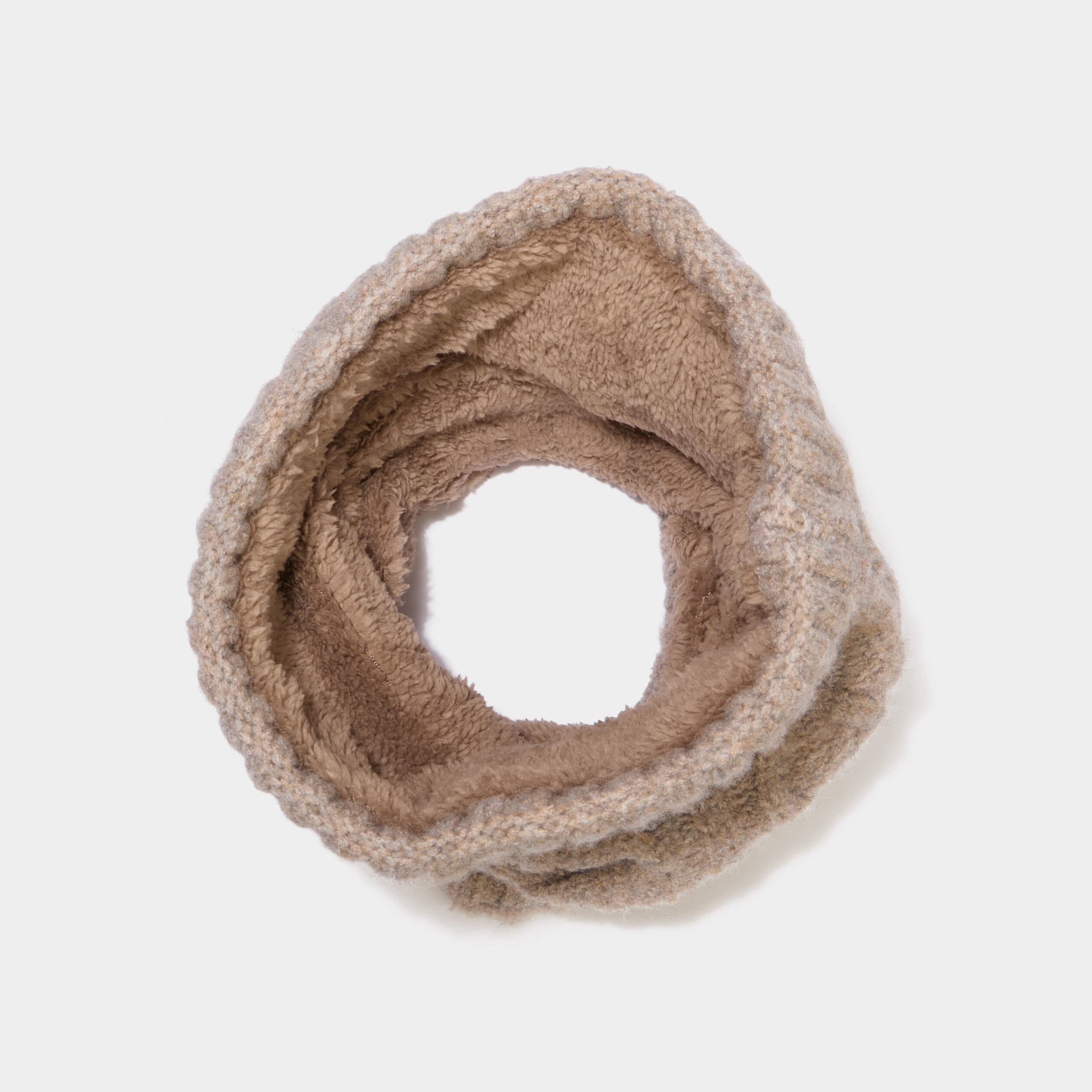 Tour de cou &agrave; torsades doubl&eacute; taupe homme