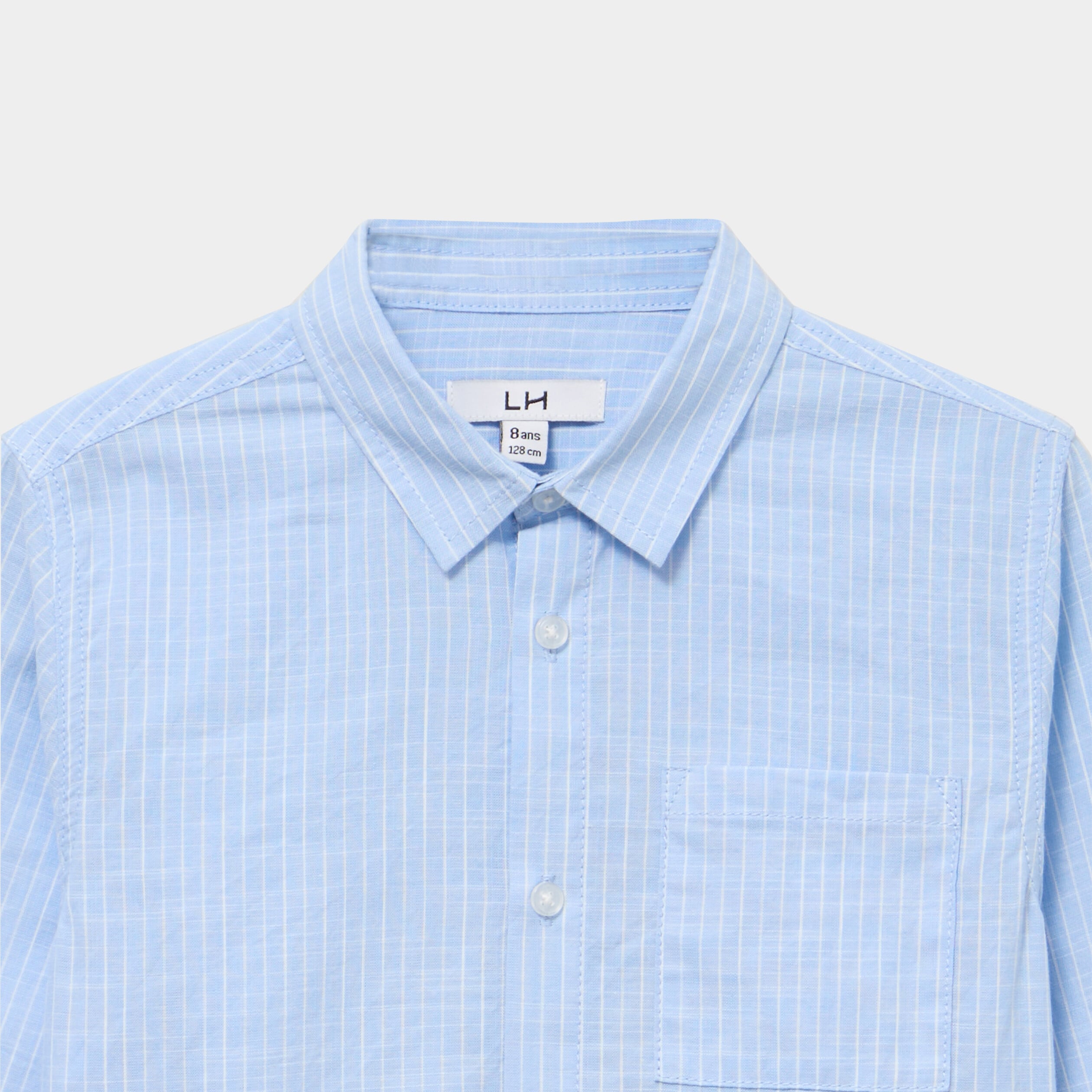 Chemise manches longues coton bleu ciel gar&ccedil;on