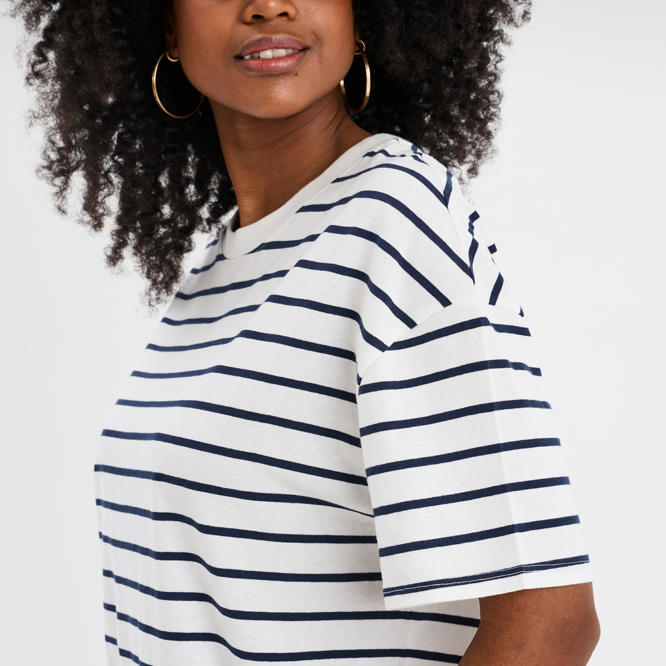 Robe t-shirt manches courtes coton ecru femme