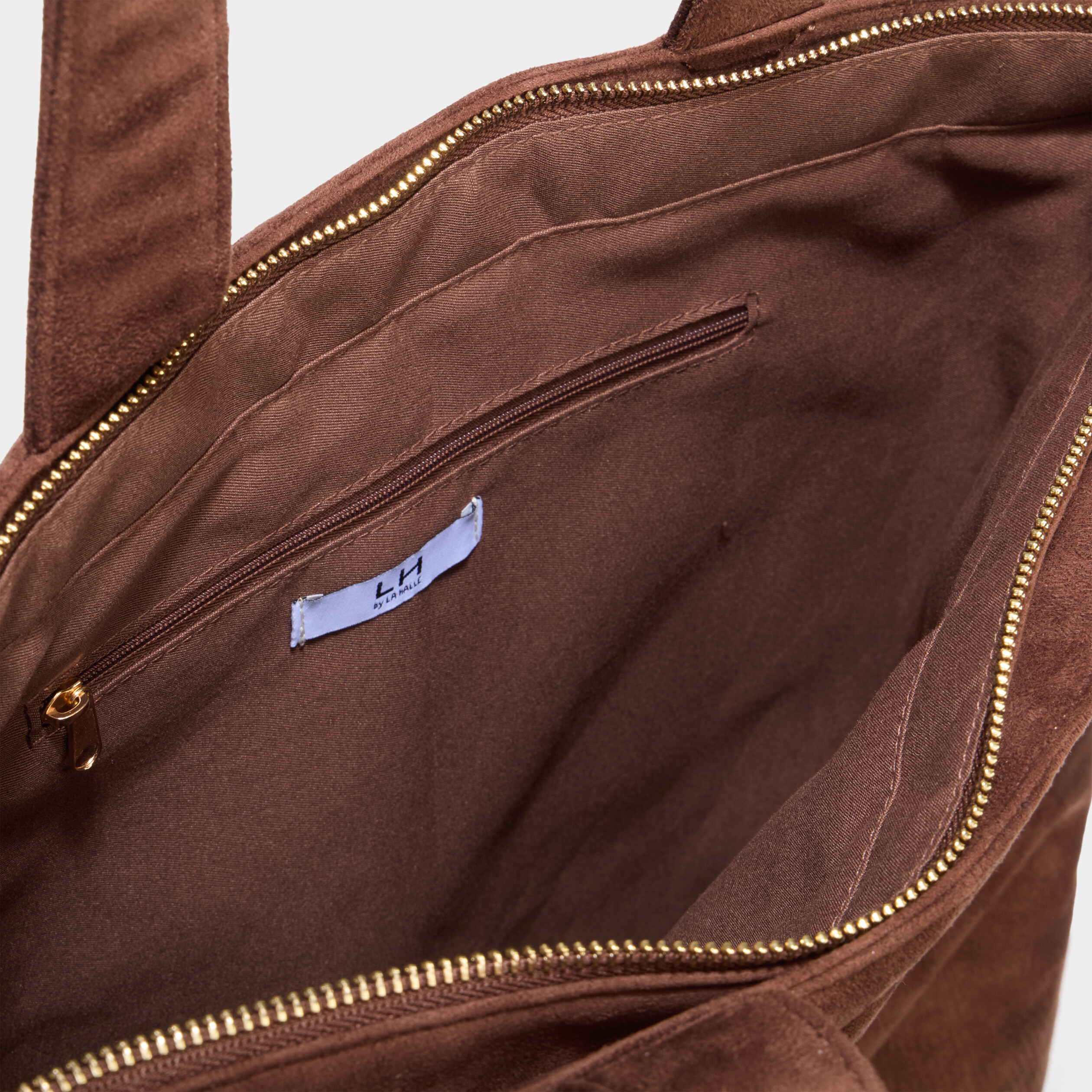 Sac tote bag zipp&eacute; marron fonc&eacute; femme