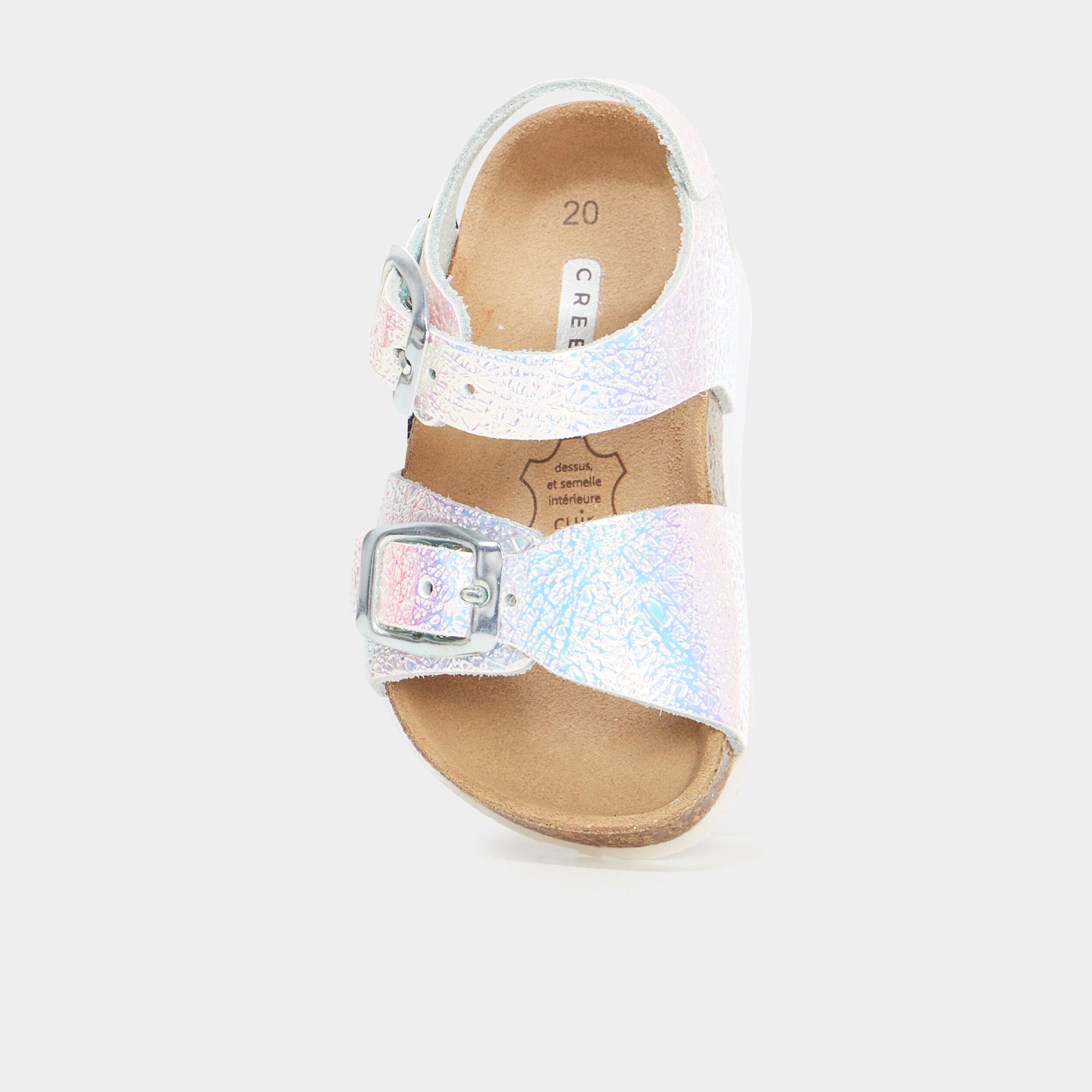 sandales irisees en cuir creeks rose bebef Sandales irisées en cuir Creeks rose bébé fille