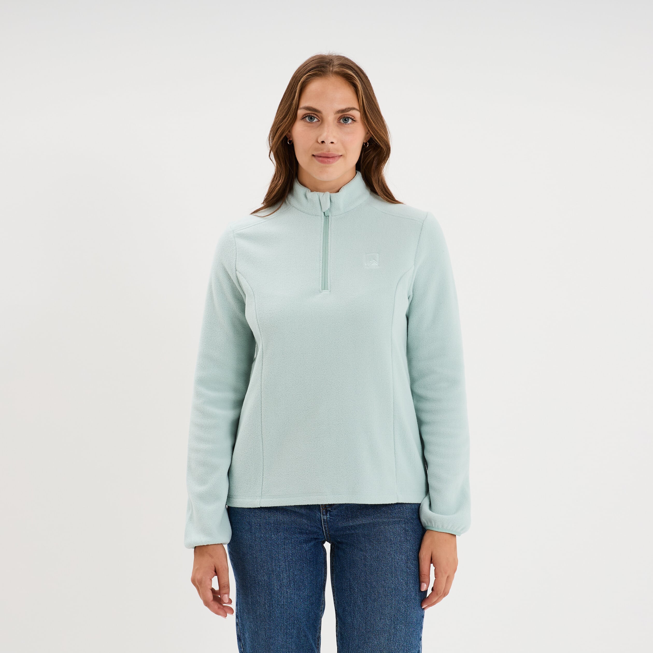 Sweat polaire col camionneur bleu gris femme