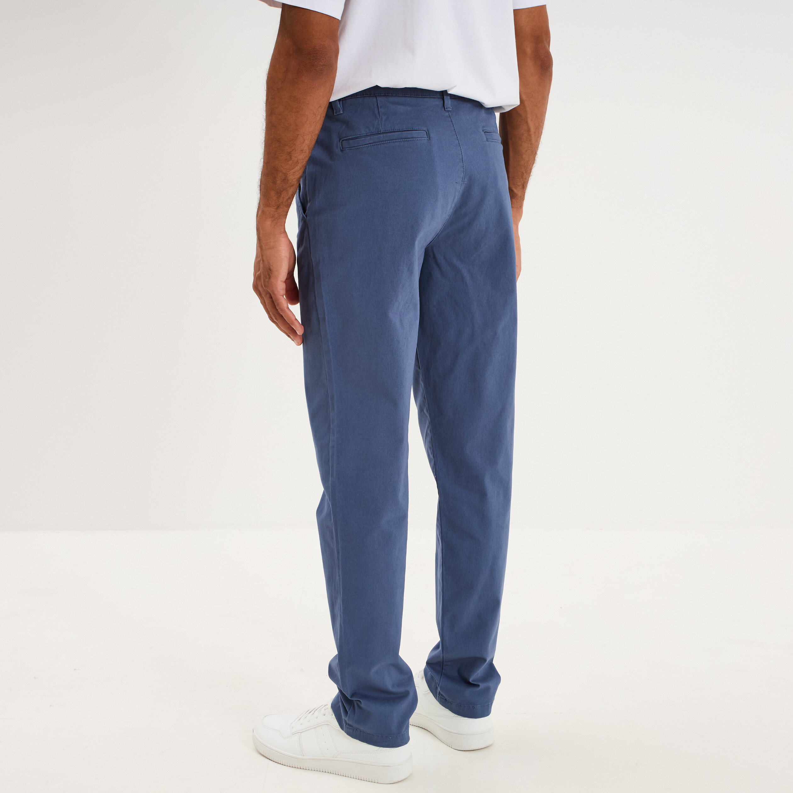 Pantalon chino droit stretch bleu gris homme