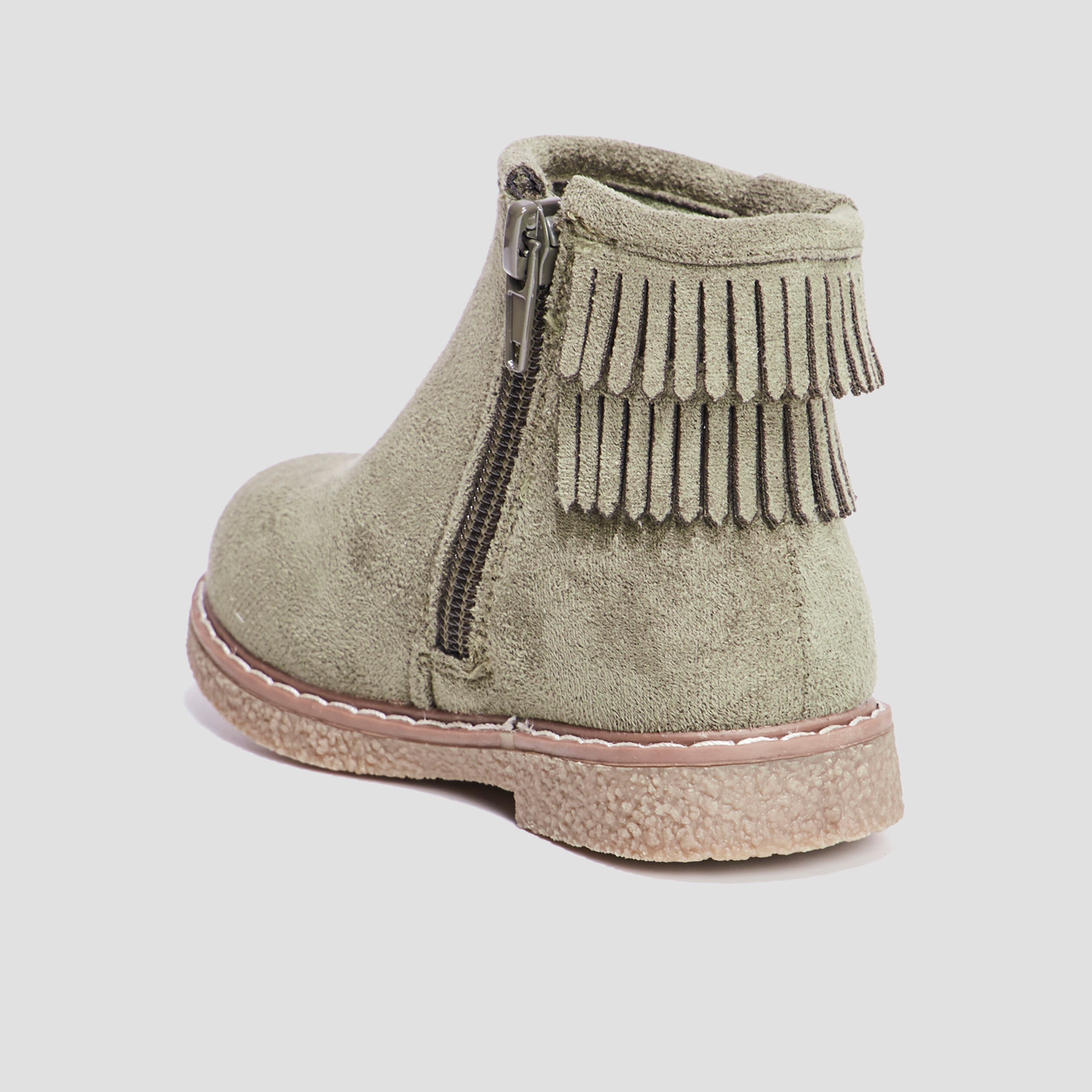 Bottines franges vert kaki b&eacute;b&eacute; fille