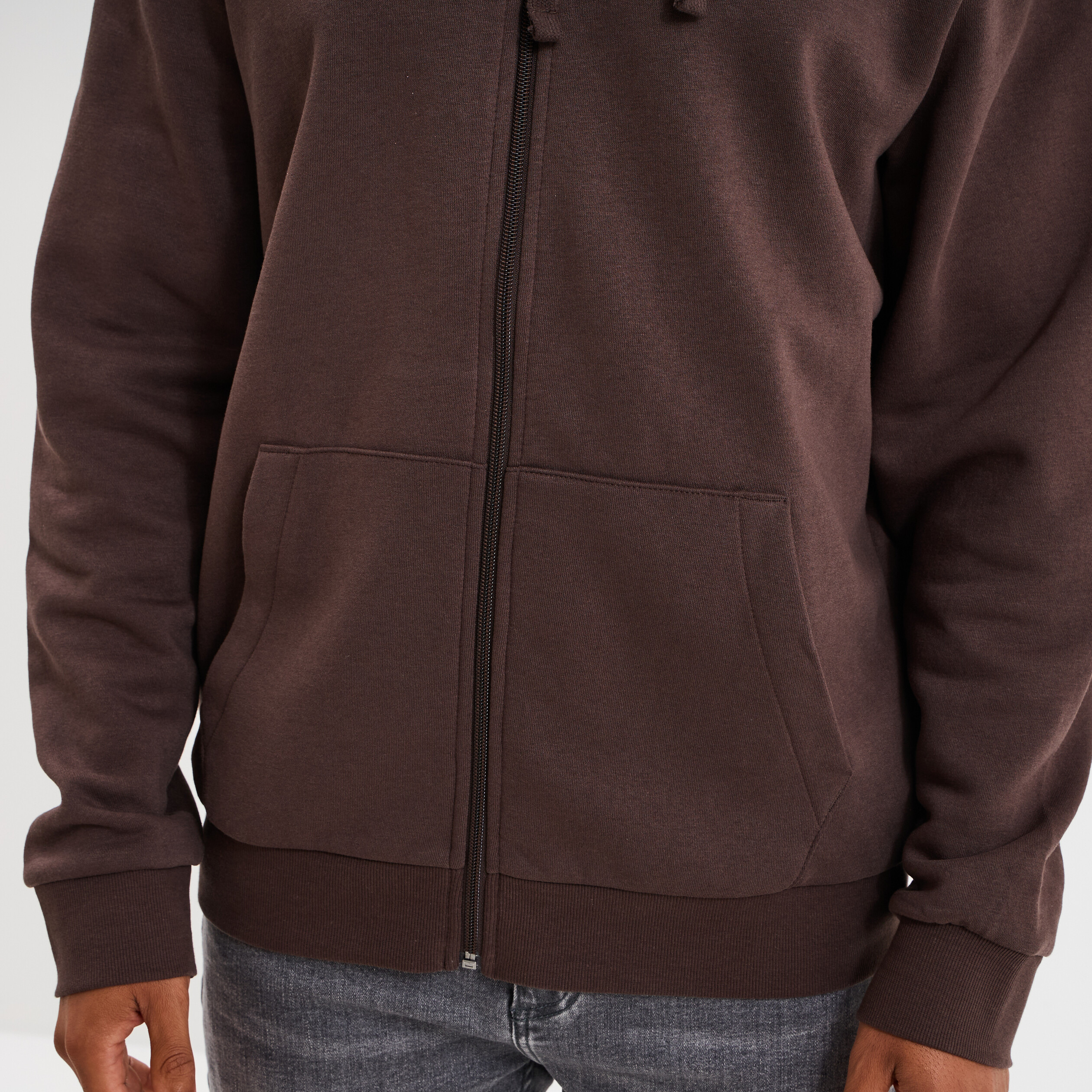 sweat zippe molleton a capuche marron fonce homme Sweat zippé molleton à capuche marron foncé homme