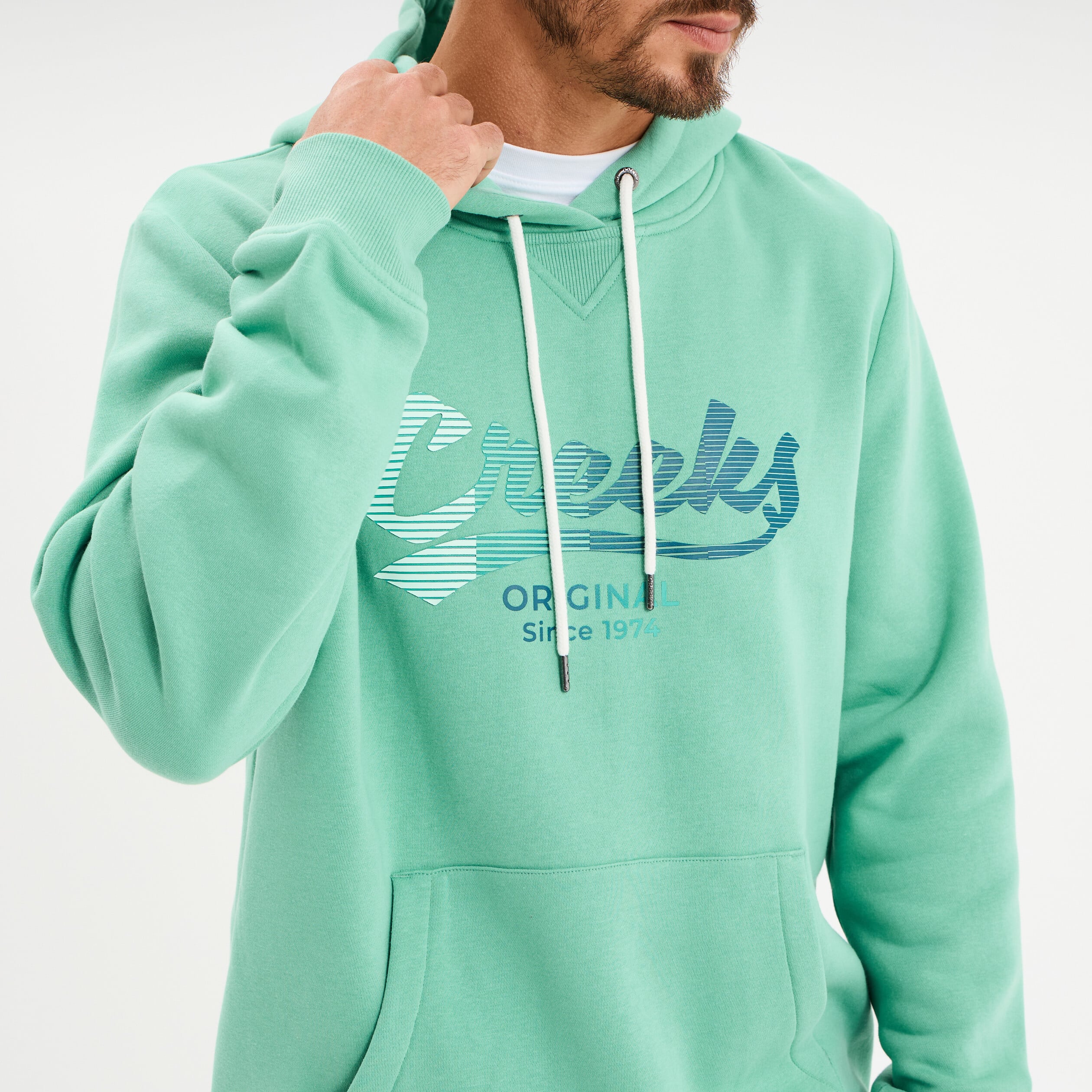 Sweat hoodie molleton1 poche vert menthe homme
