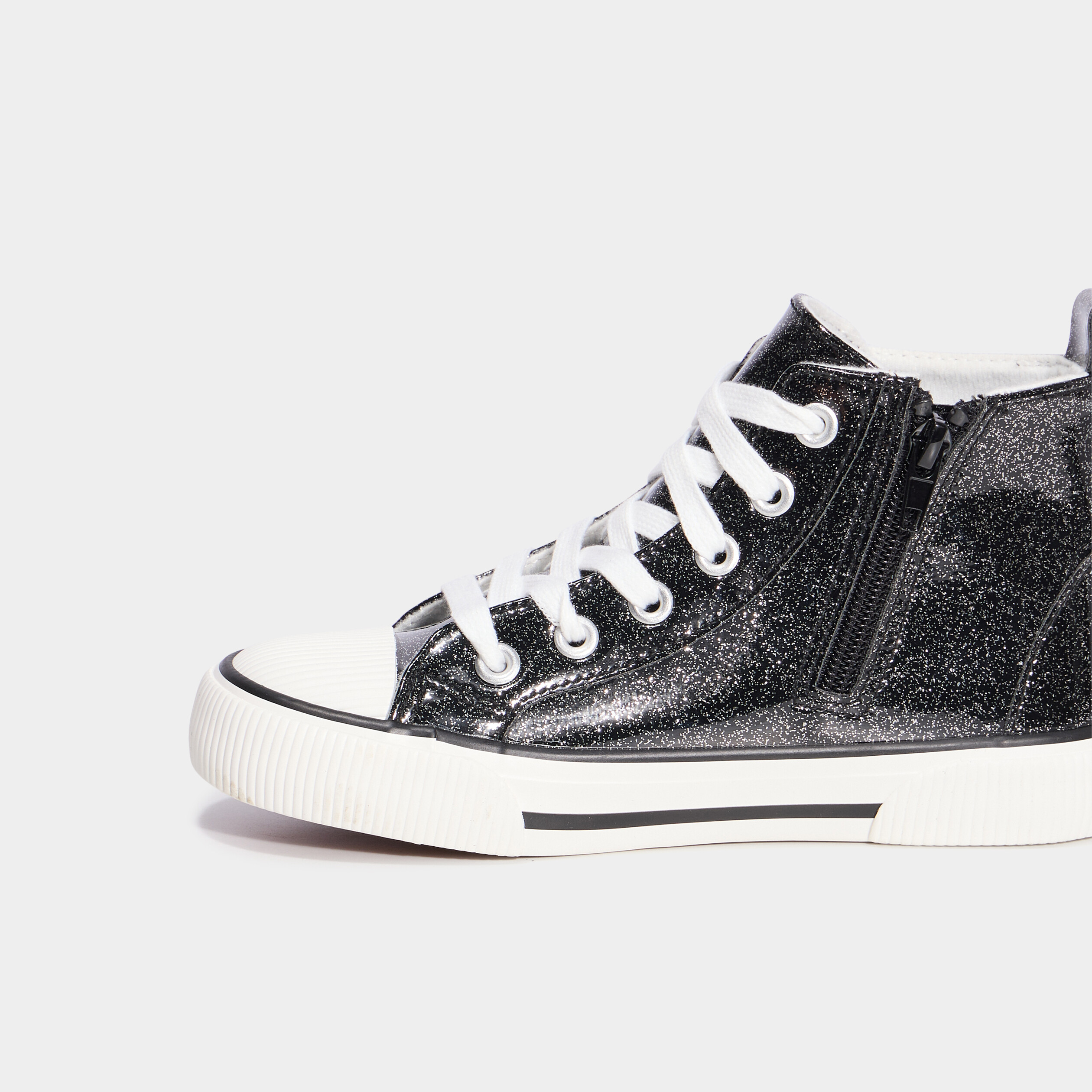 Baskets montantes zipp&eacute;es bout renforc&eacute; noir fille