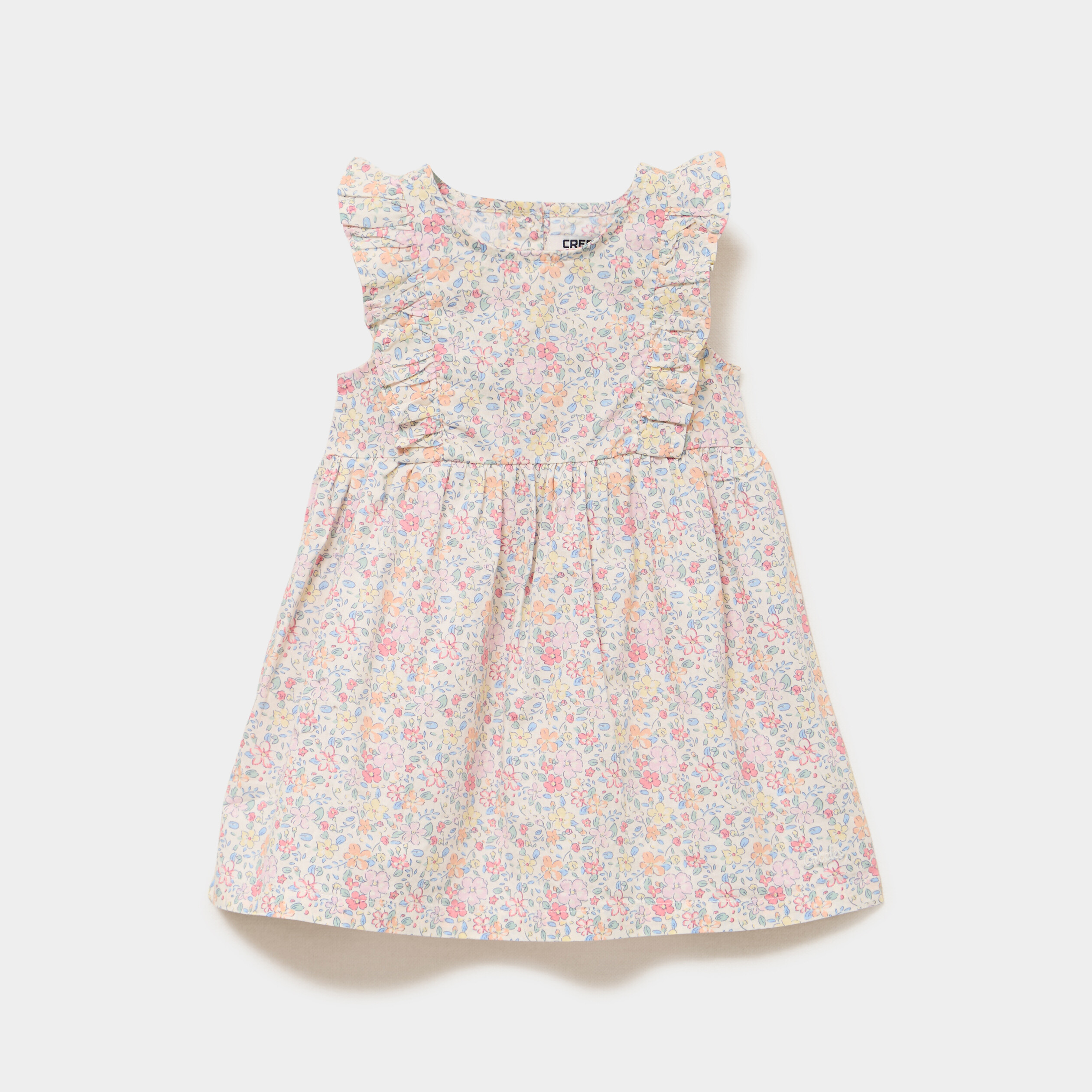 Robe patineuse avec volants coton ecru b&eacute;b&eacute; fille