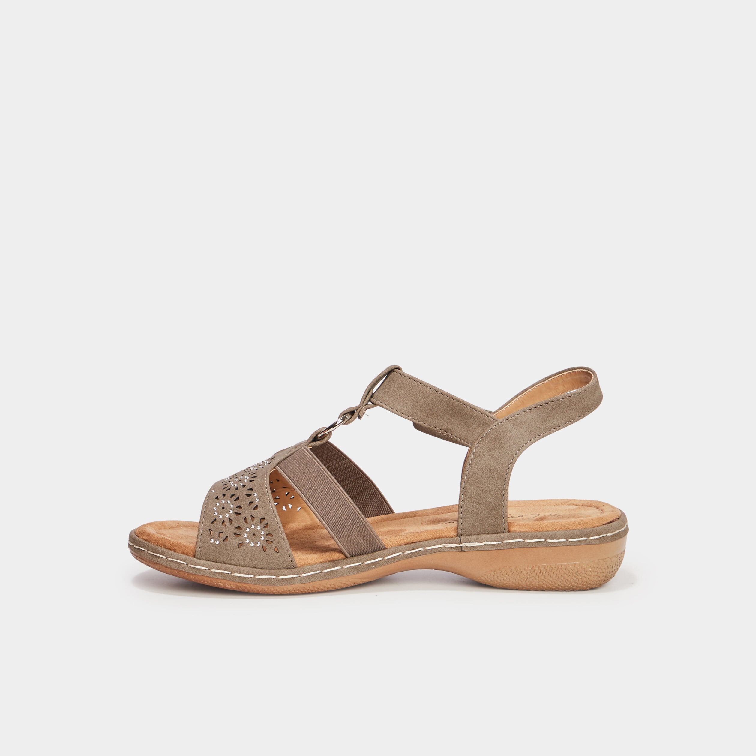 Sandales talons compens&eacute;s vert kaki femme