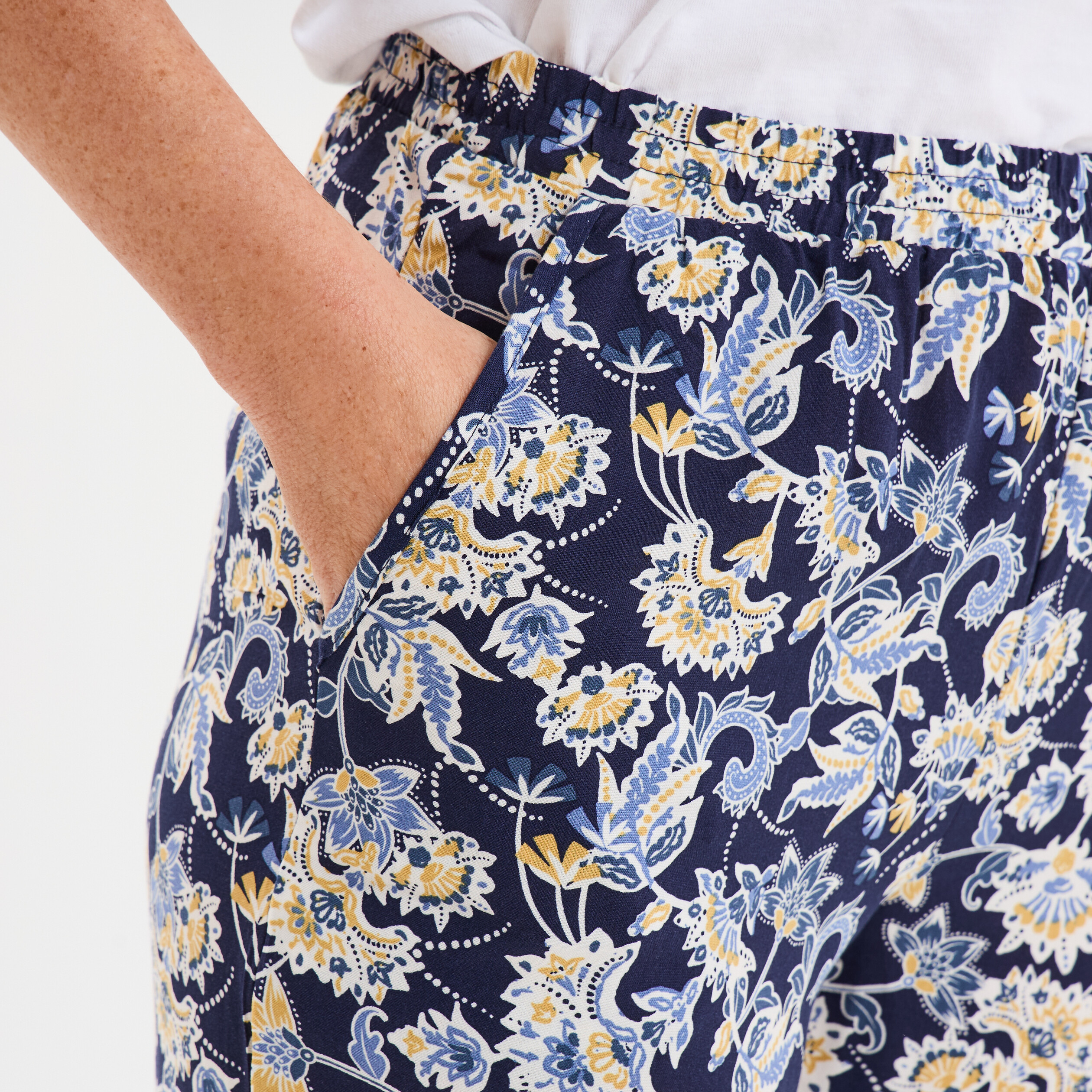 pantalon de pyjama fluide taille haute bleu marine femme Pantalon de pyjama fluide taille haute bleu marine femme