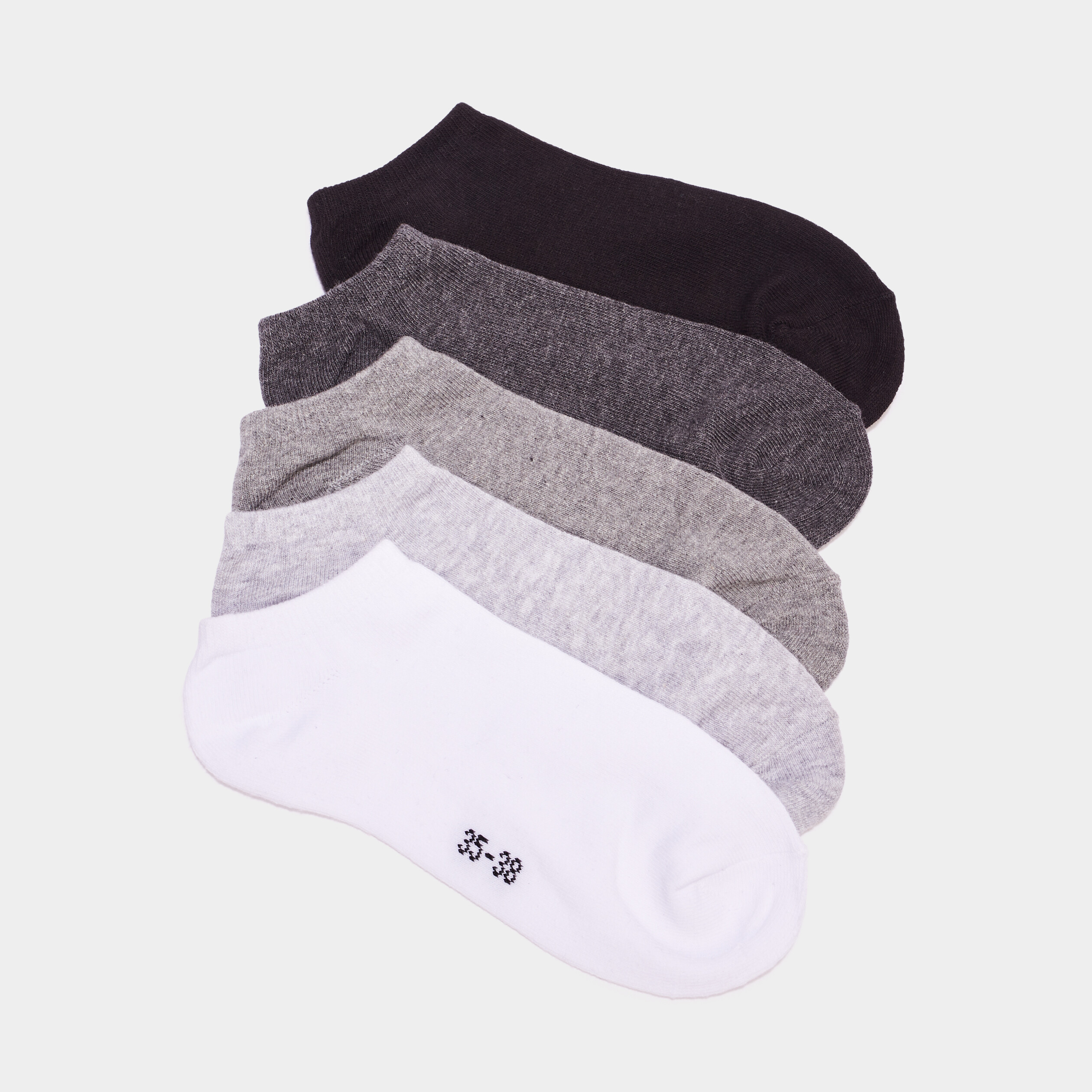 Lot 5 paires chaussettes invisibles gris mixte