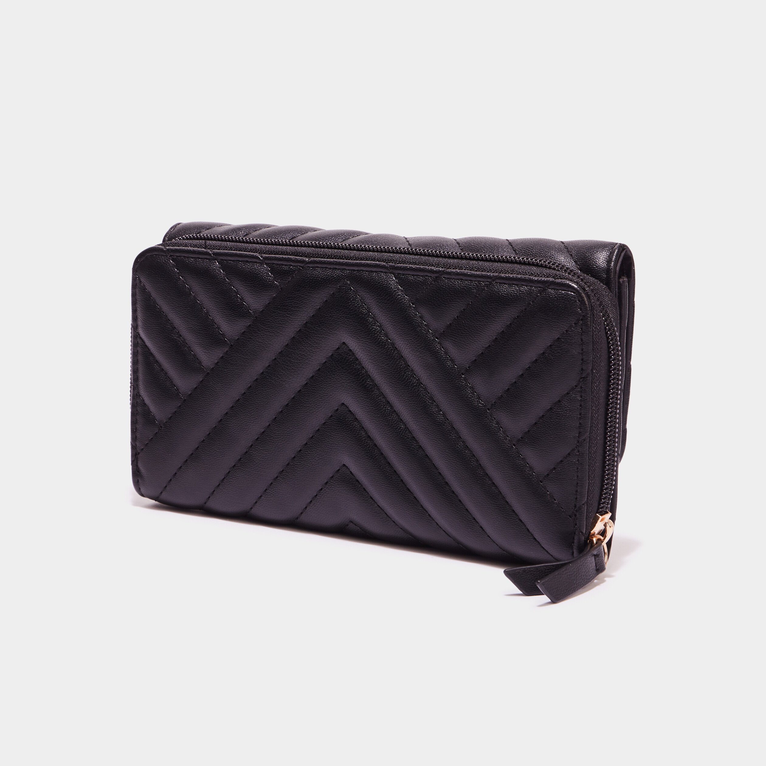 Portefeuille matelassé noir femme
