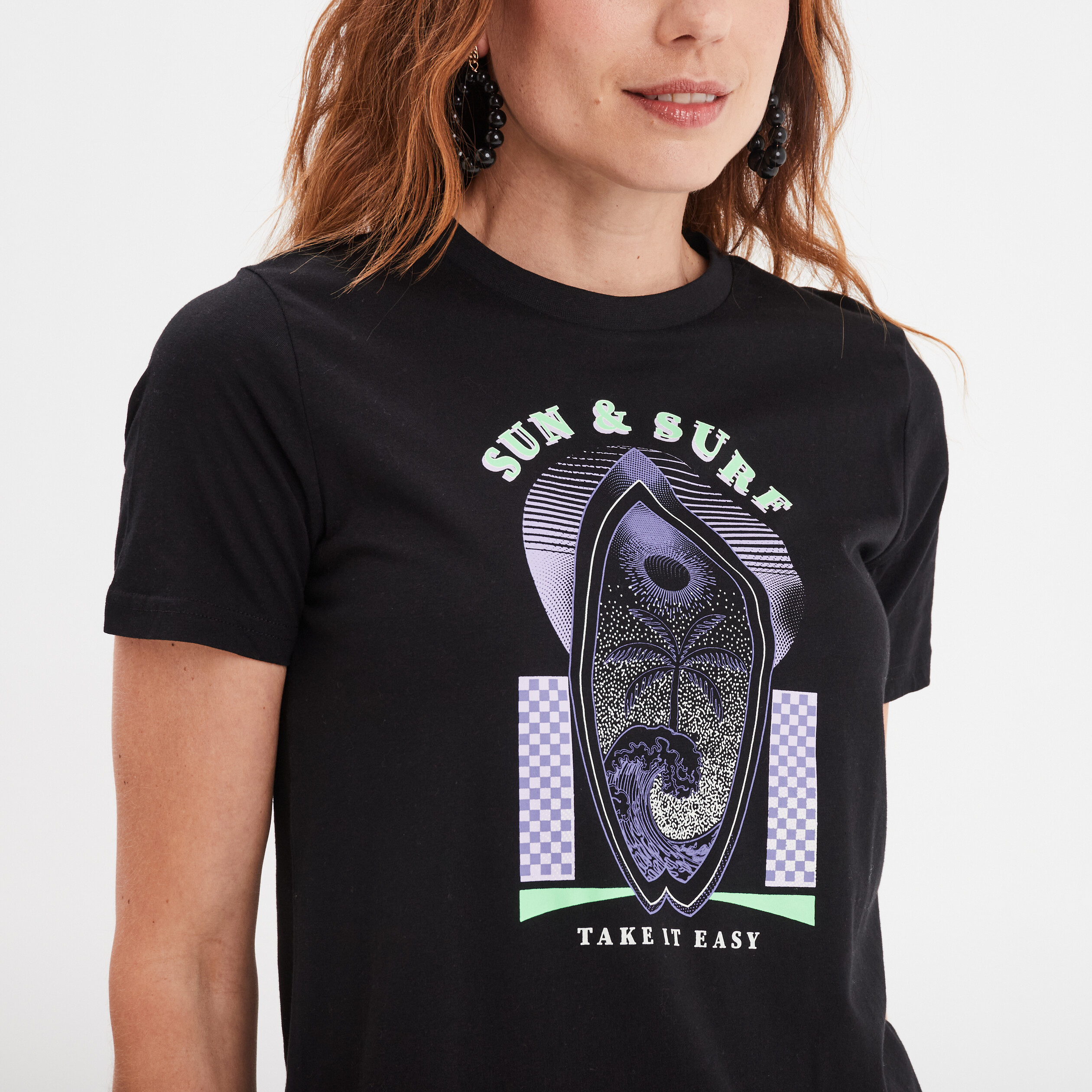 t shirt col rond manches courtes liberto noir femme T-shirt col rond manches courtes Liberto noir femme