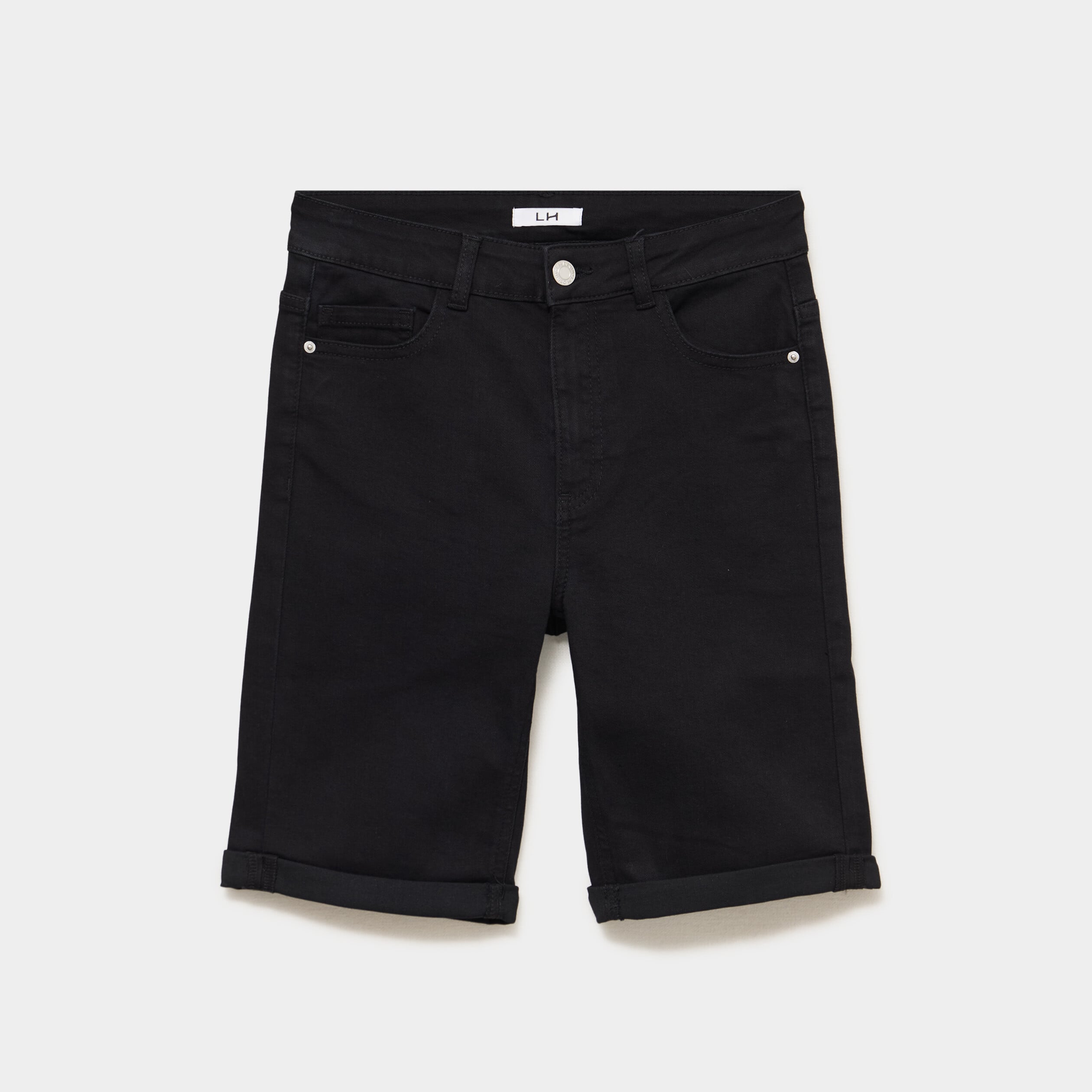 Bermuda en jean slim denim noir femme