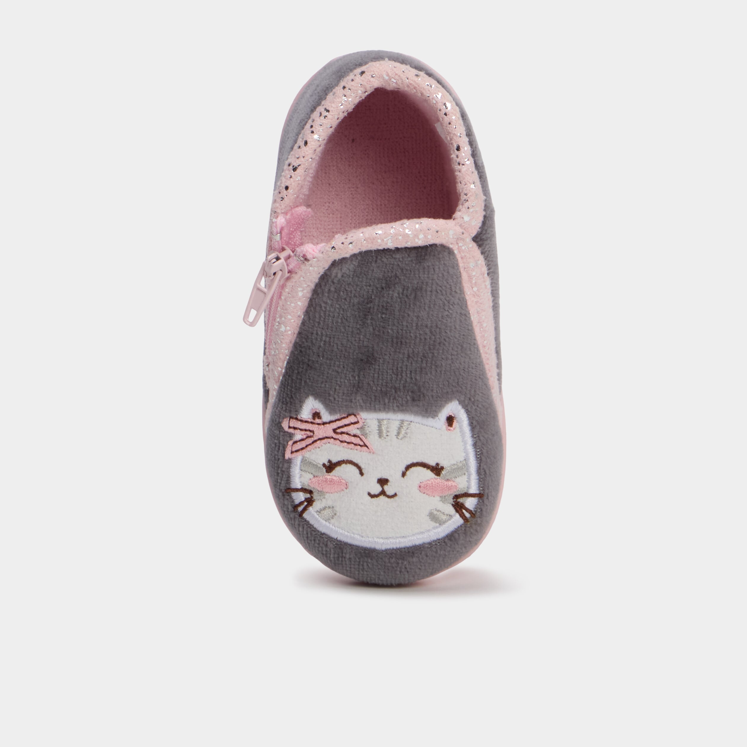 Chaussons botillons effet velours rose b&eacute;b&eacute; fille